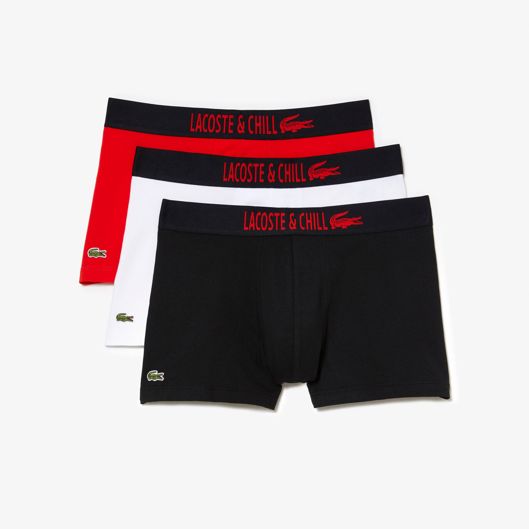لاكوست طقم بوكسر جيرسيه للرجال، 3 قطع مجموعة lacoste x netflix