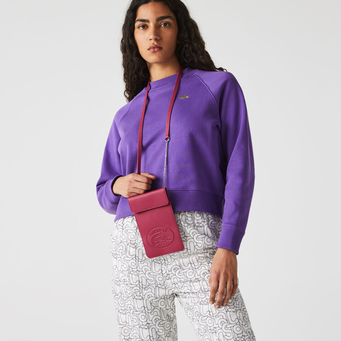 حقيبة هاتف ذكي من الجلد المحبب Croco Crew للسيدات