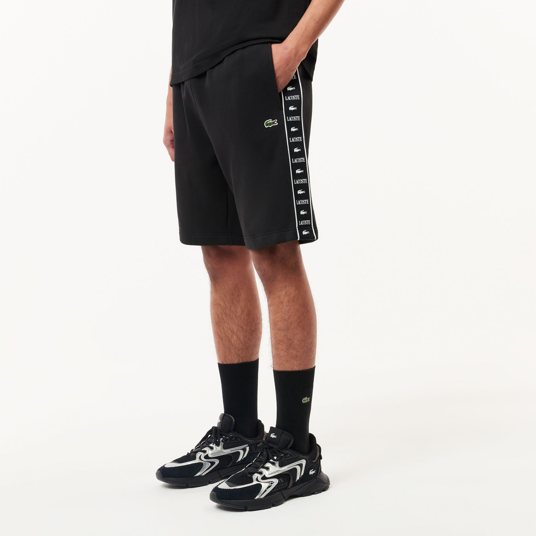 Logo Stripe Fleece Jogger Shorts Logo Stripe Fleece Jogger Shorts