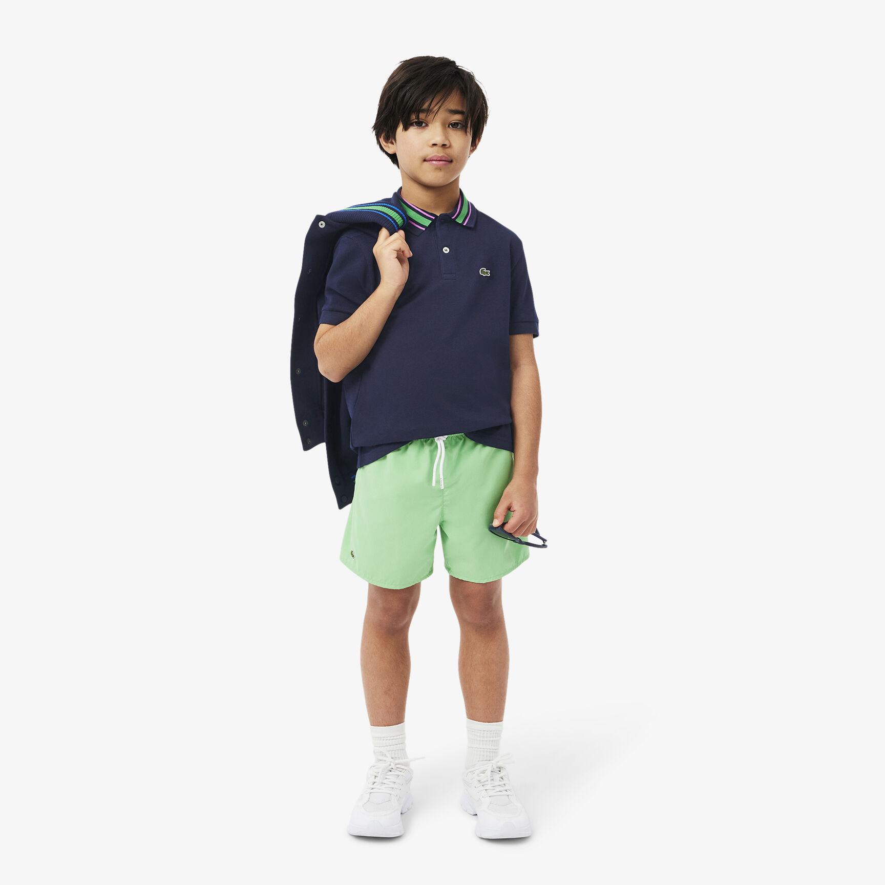 Stripe Collar Petit Pique Polo Shirt