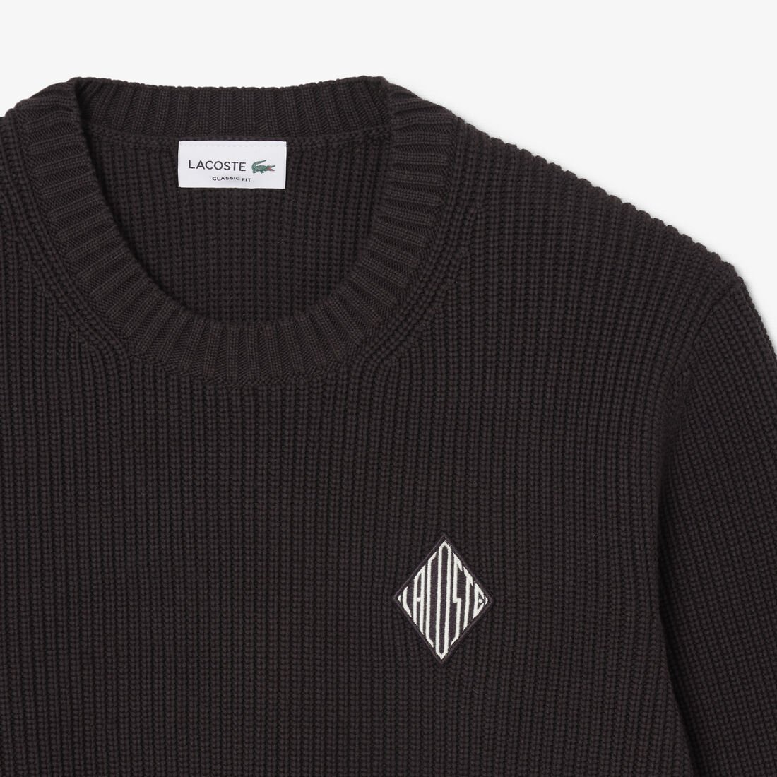 Pearl Rib Knit Badge Accent Sweater Pearl Rib Knit Badge Accent Sweater