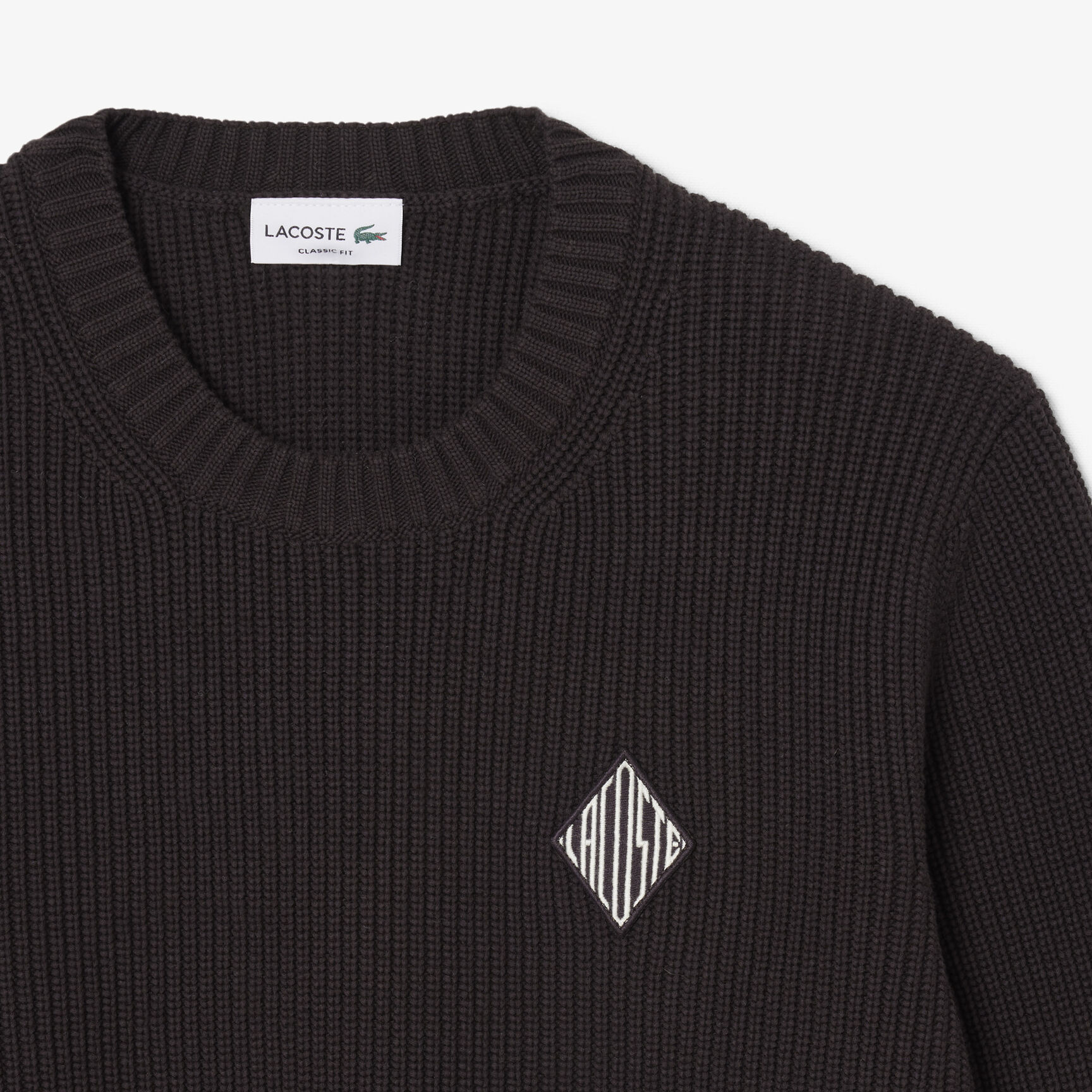 Pearl Rib Knit Badge Accent Sweater Pearl Rib Knit Badge Accent Sweater