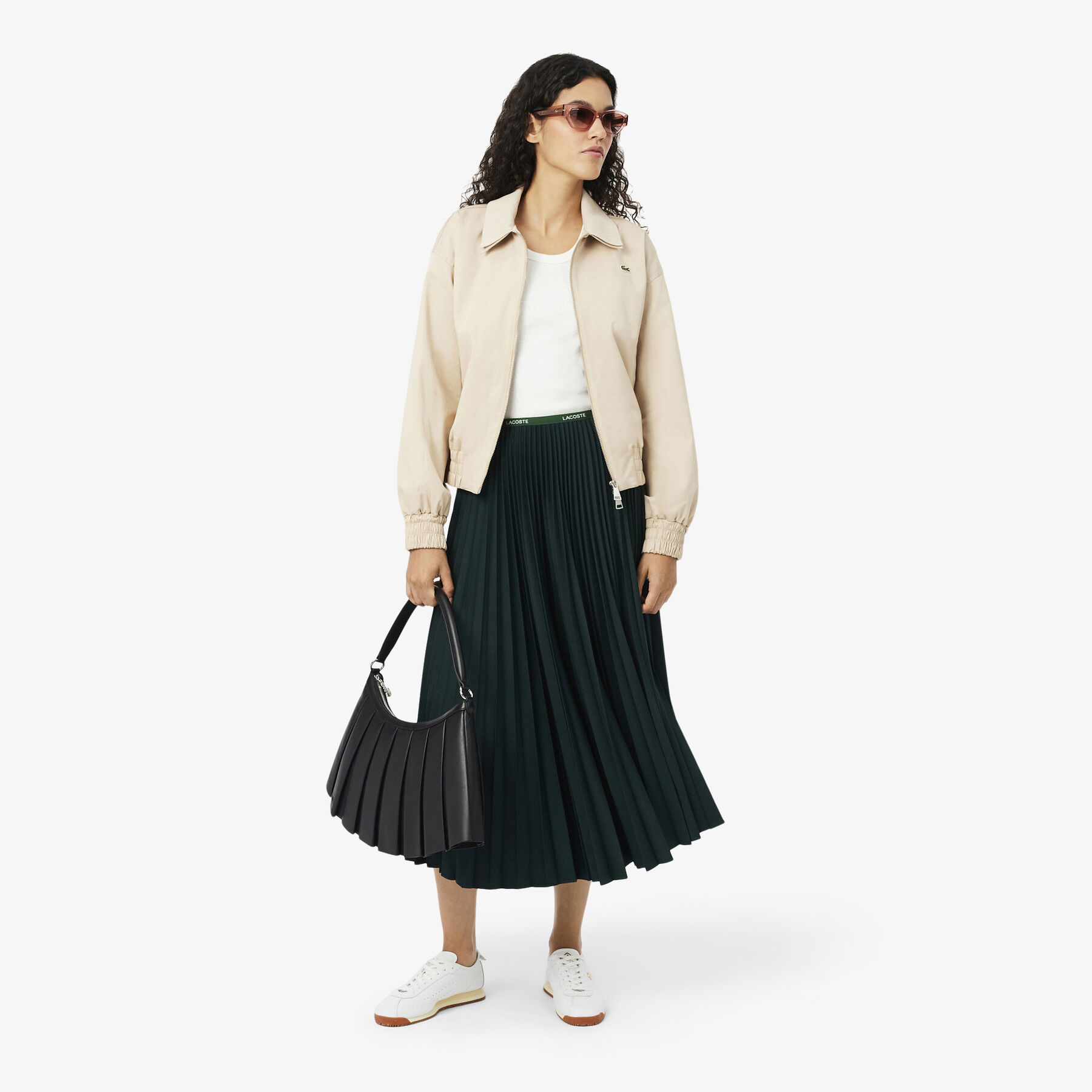 Long Pleated Elasticated Waist Skirt