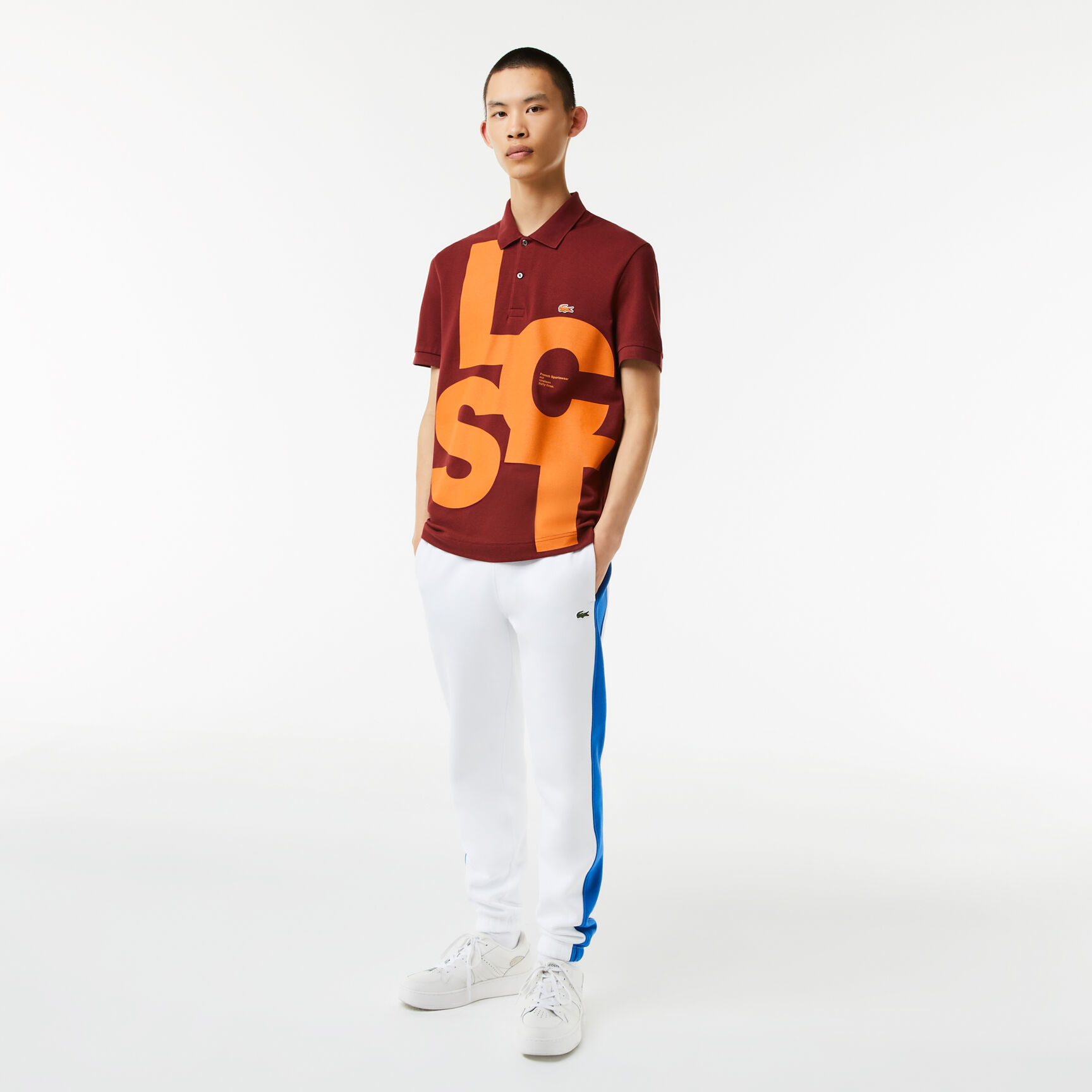 Men's Regular Fit Contrast Lettering Petit Piqu&eacute; Polo