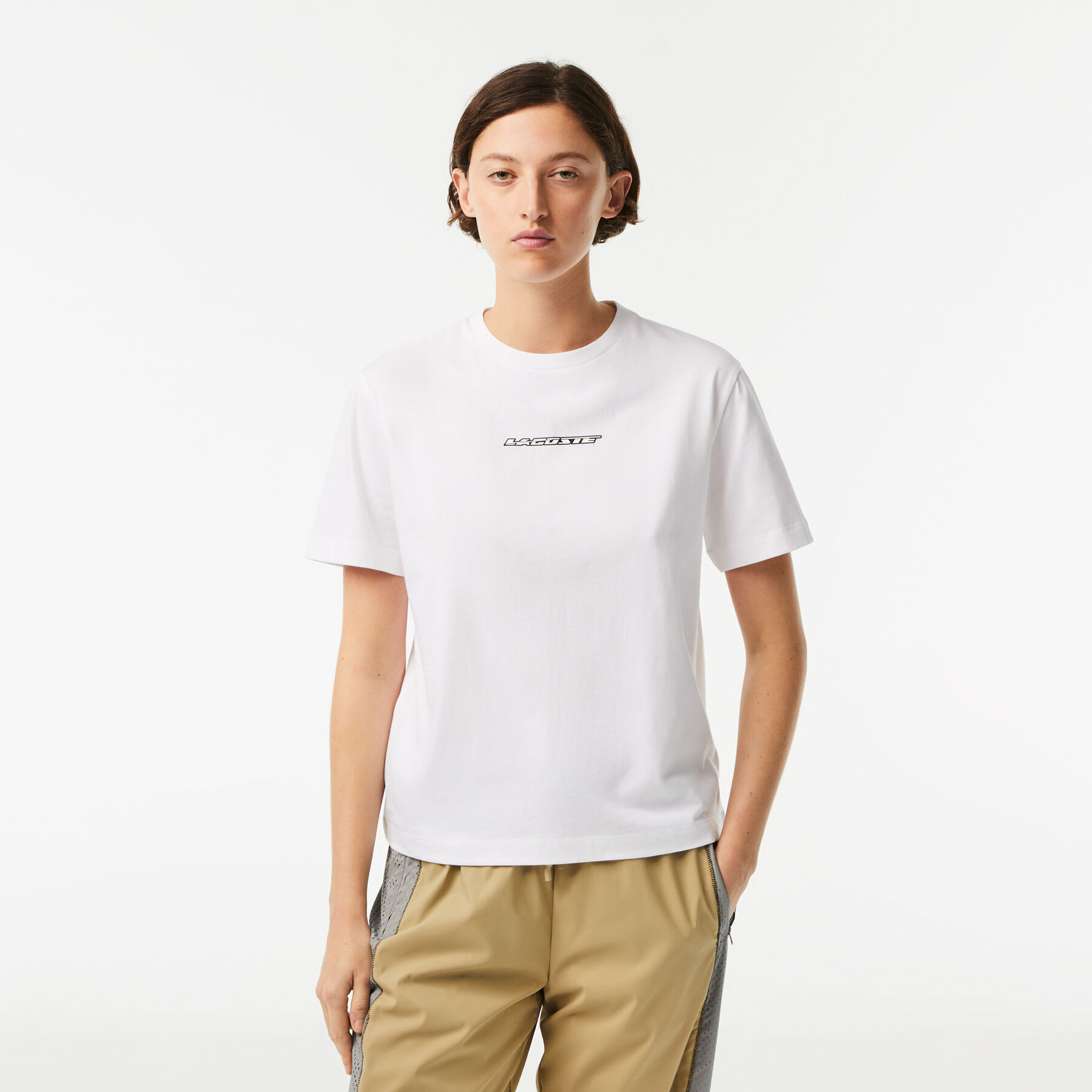 Women's Lacoste Jersey Contrast Print T-shirt women s lacoste jersey contrast print t shirt