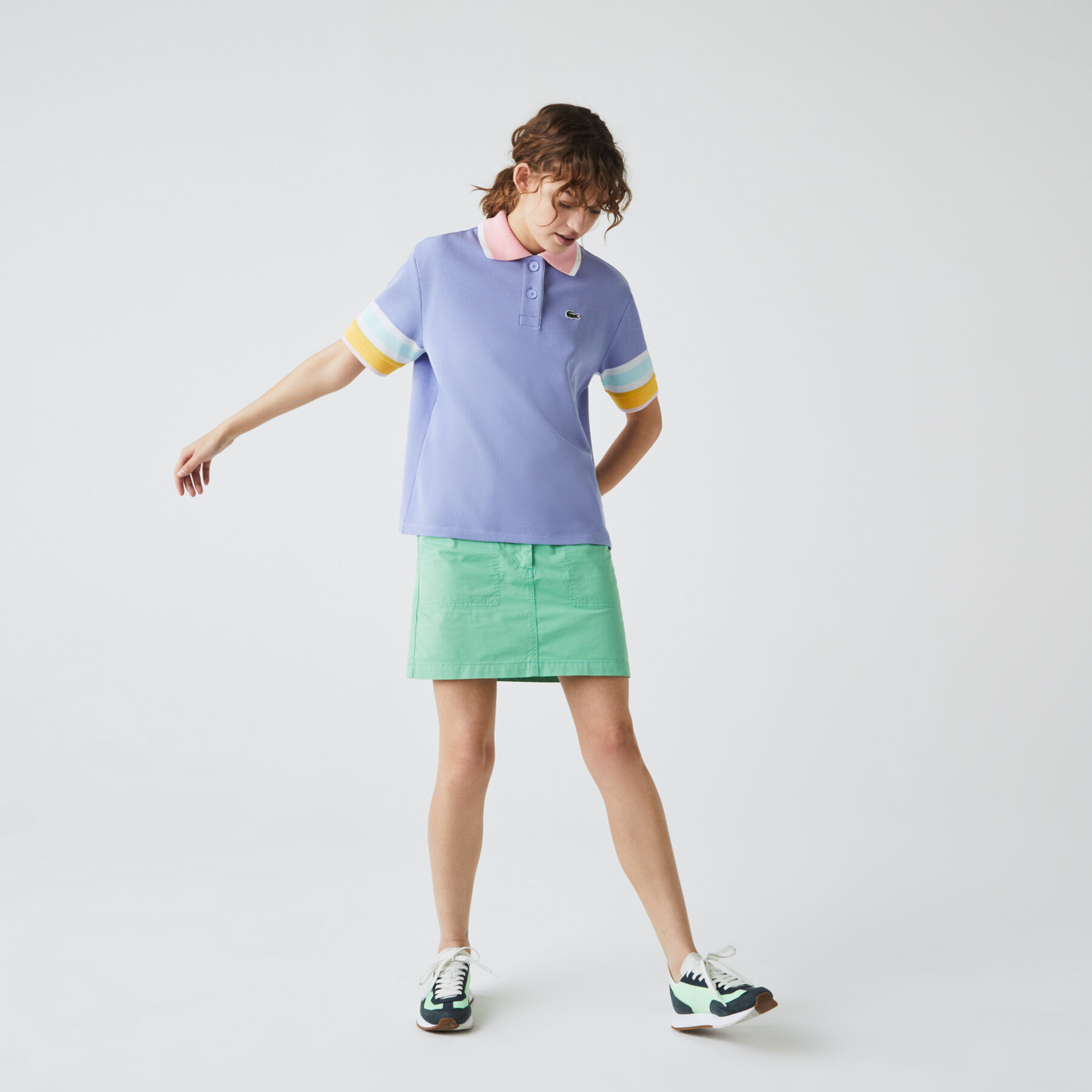Women’s Lacoste Striped Sleeve Textured Cotton Polo Shirt women s lacoste striped sleeve textured cotton polo shirt