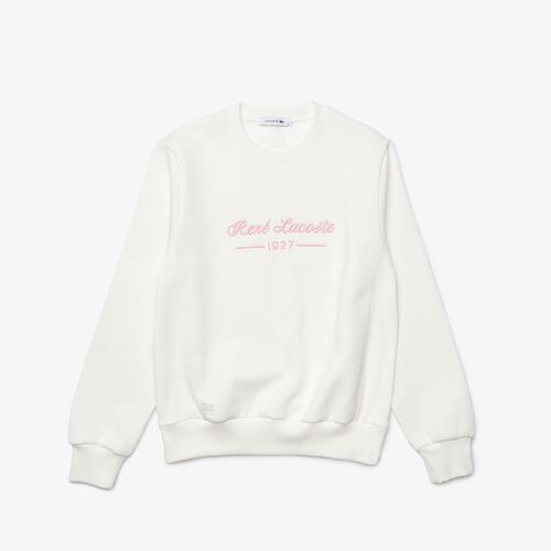 Women’s Loose Fit Crew Neck Embroidered Fleece Sweatshirt