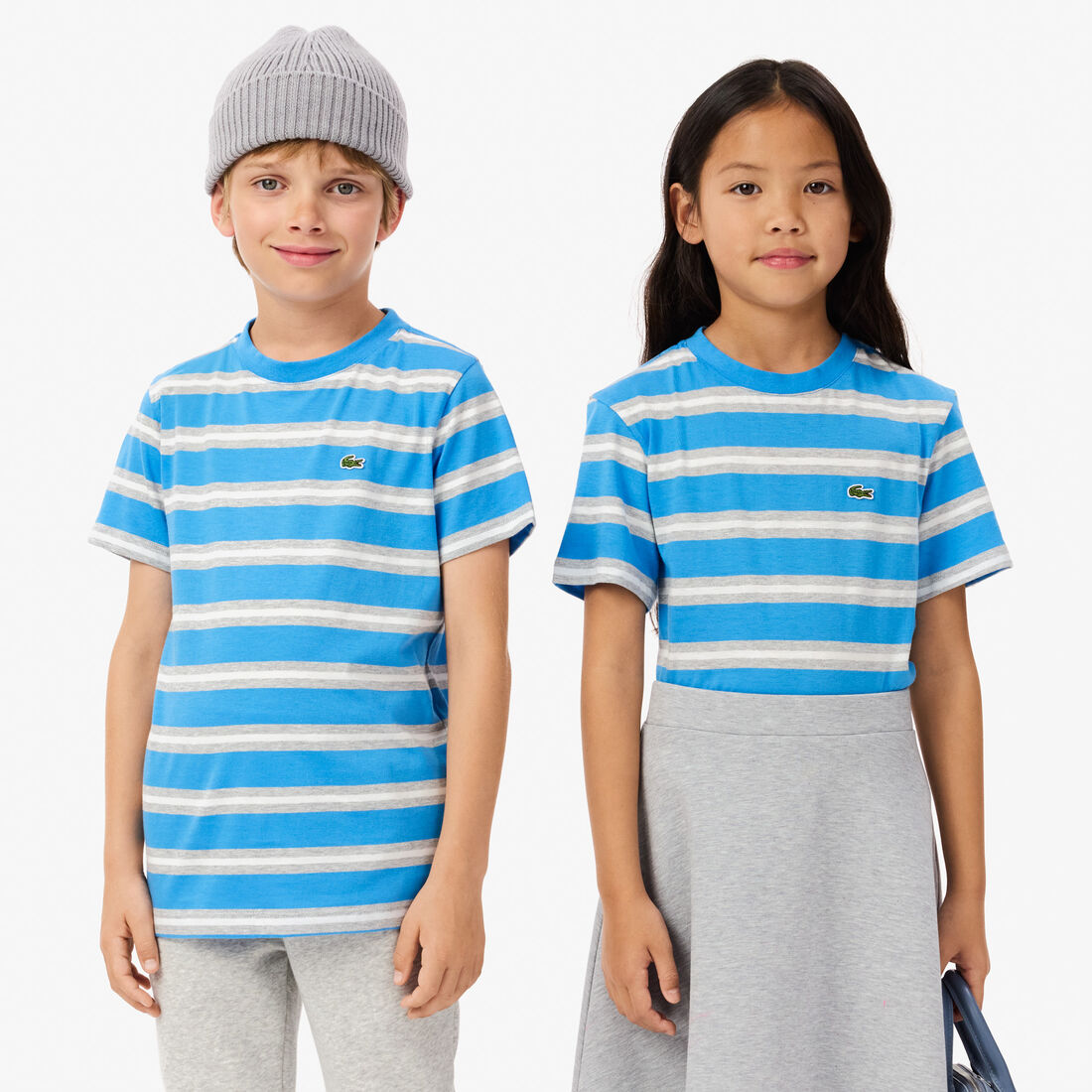 Kids' Lacoste Stripe Print Cotton Jersey T-shirt