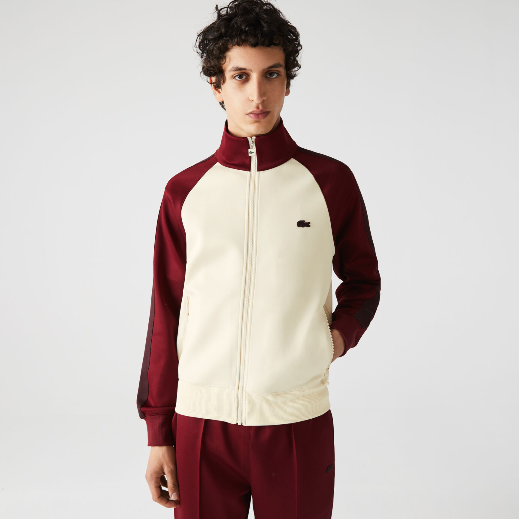 سويت شيرت رجالي من مزيج القطن بياقة عالية وسحاب