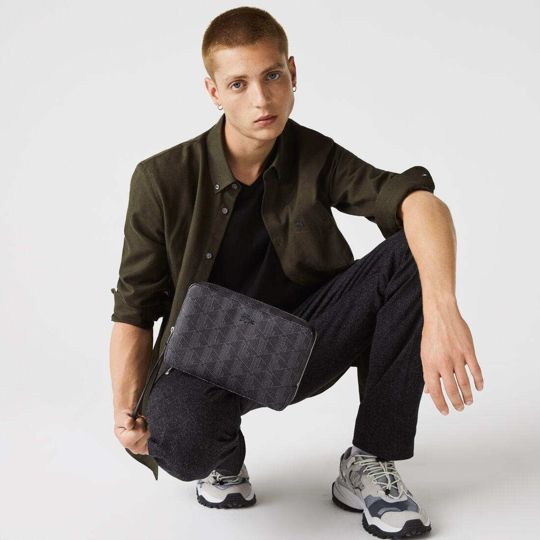 Men's The Blend Zippered Monogram Canvas Clutch