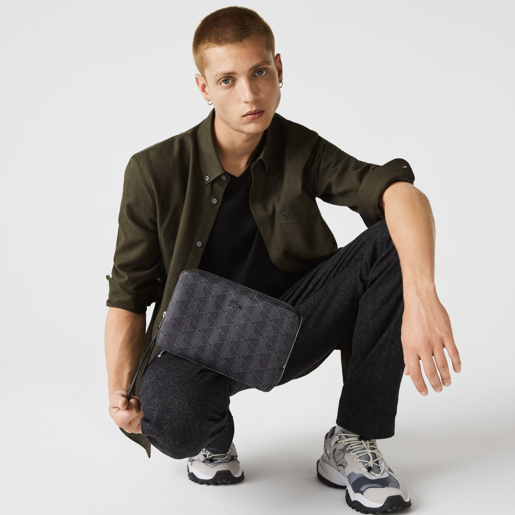 حقيبة يد رجالية من قماش الكانفاس بسحاب