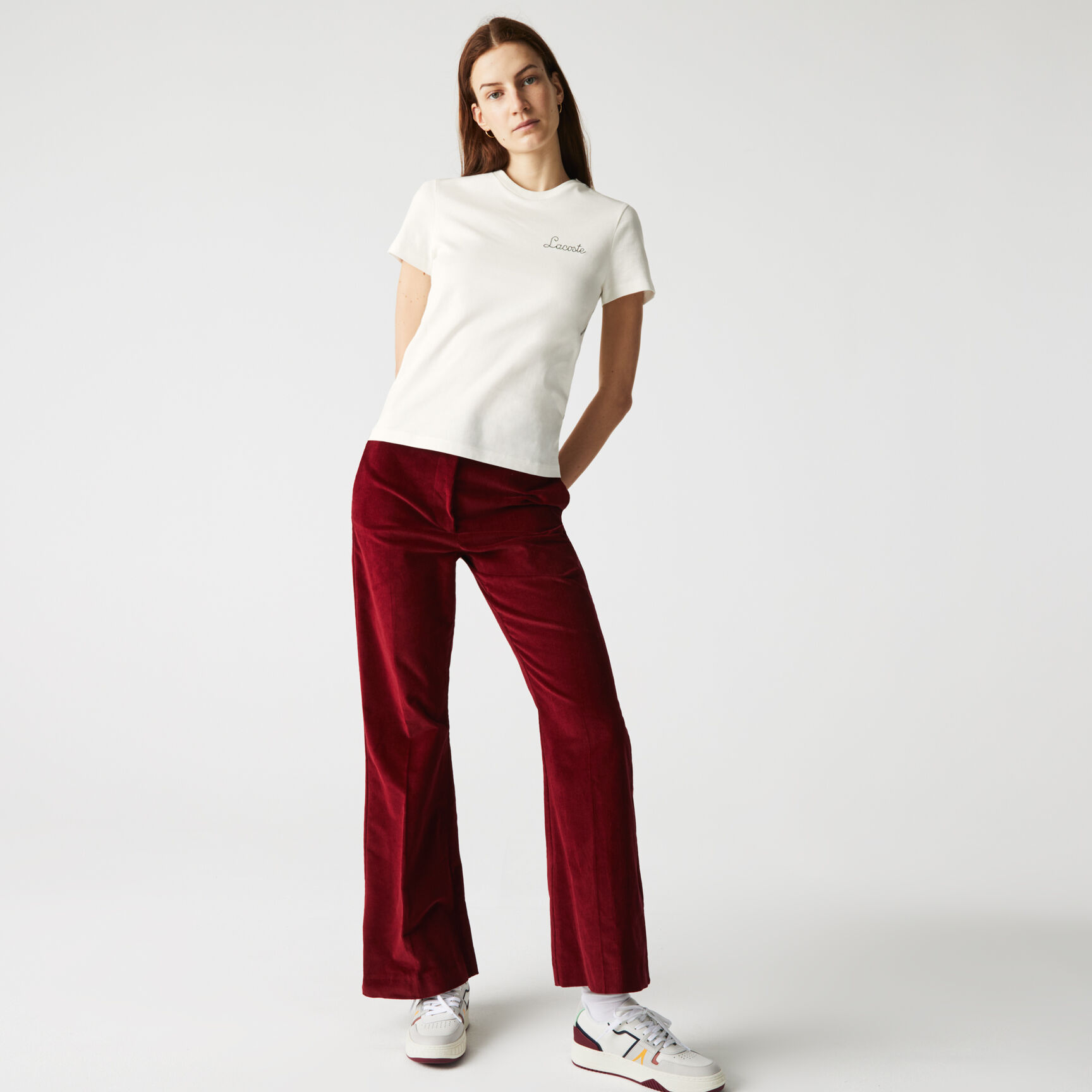 Women's Crew Neck Embroidered Lettering Cotton T-shirt Women's Crew Neck Embroidered Lettering Cotton T-shirt