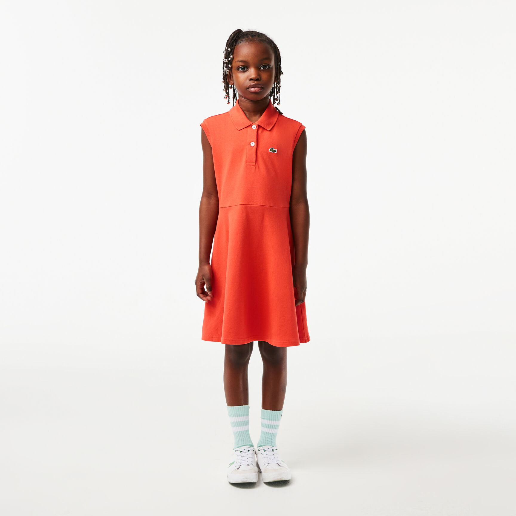 Girls' Lacoste Fit and Flare Stretch Pique Polo Dress Girls' Lacoste Fit and Flare Stretch Pique Polo Dress