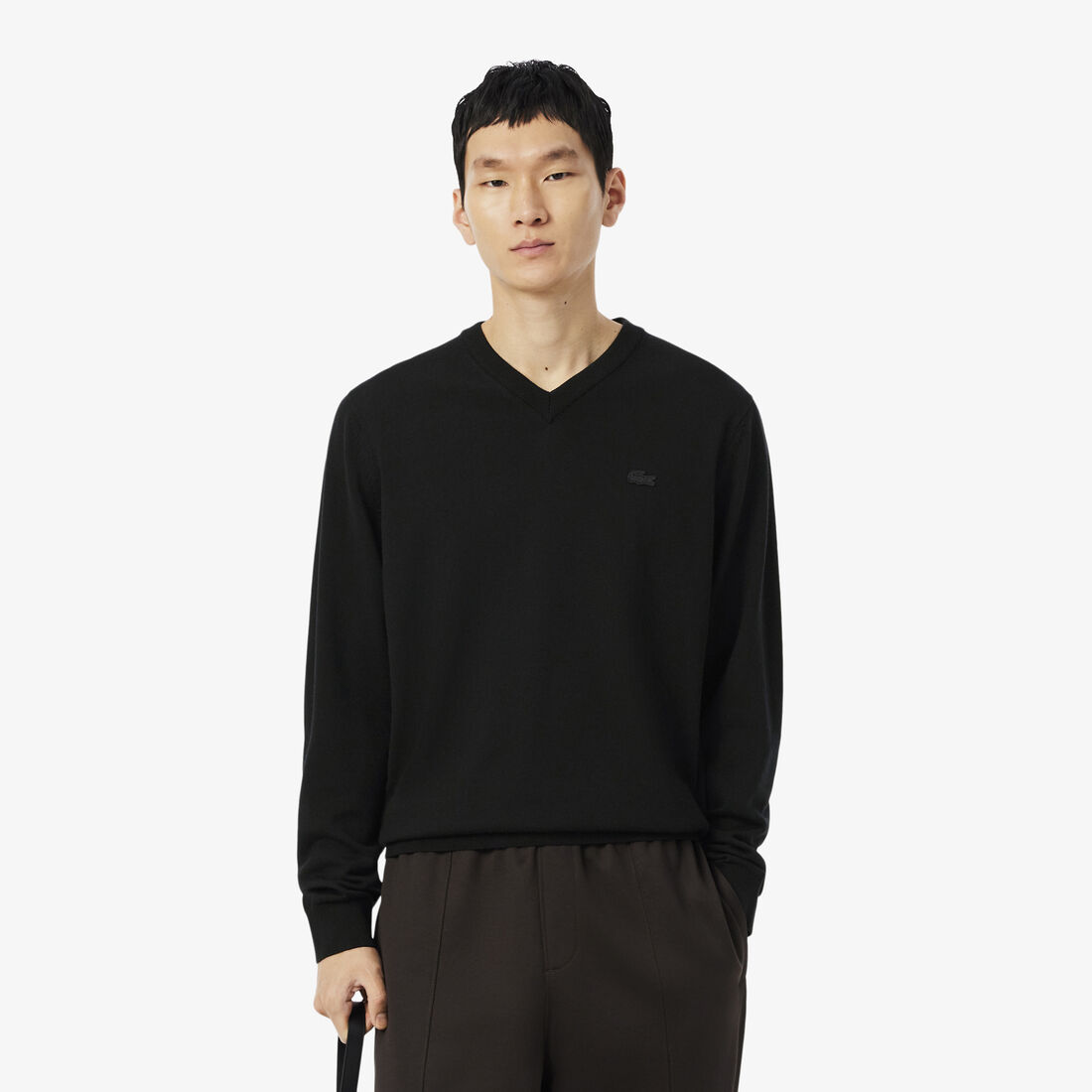 سترة صوف ميرينو للرجال برقبة على شكل حرف V