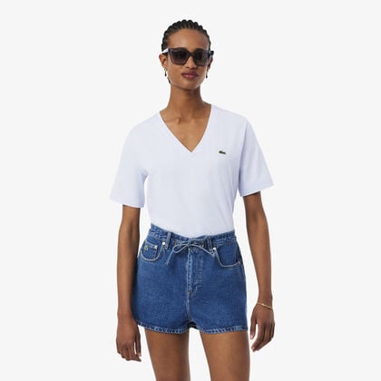 Relaxed Fit Soft Cotton V Neck T-shirt