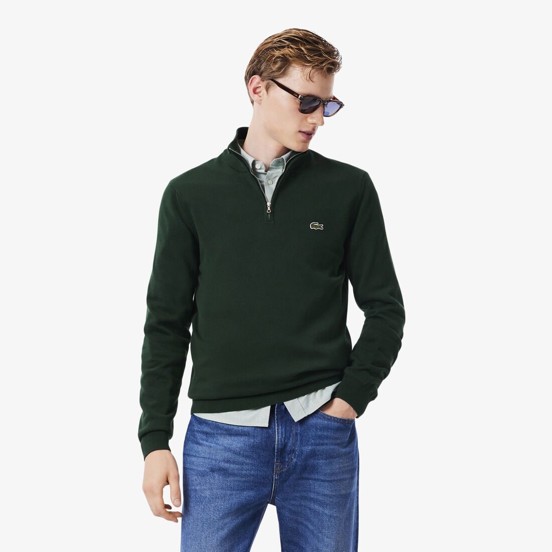 سترة قطنية بسحاب وياقة عالية