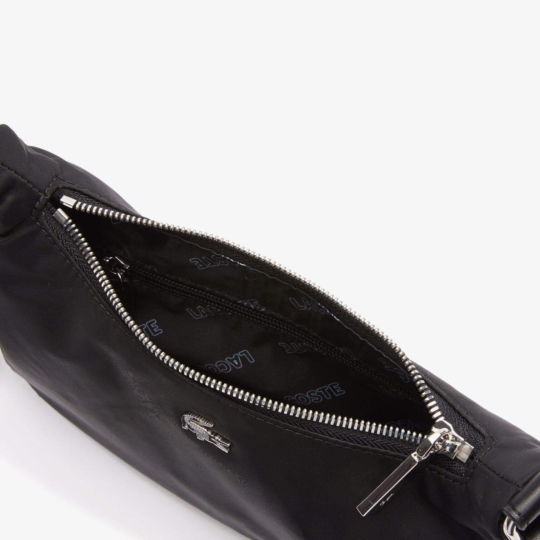 حقيبة كتف نايلون بحلية تمساح وحمالة بشعار الماركة للجنسين