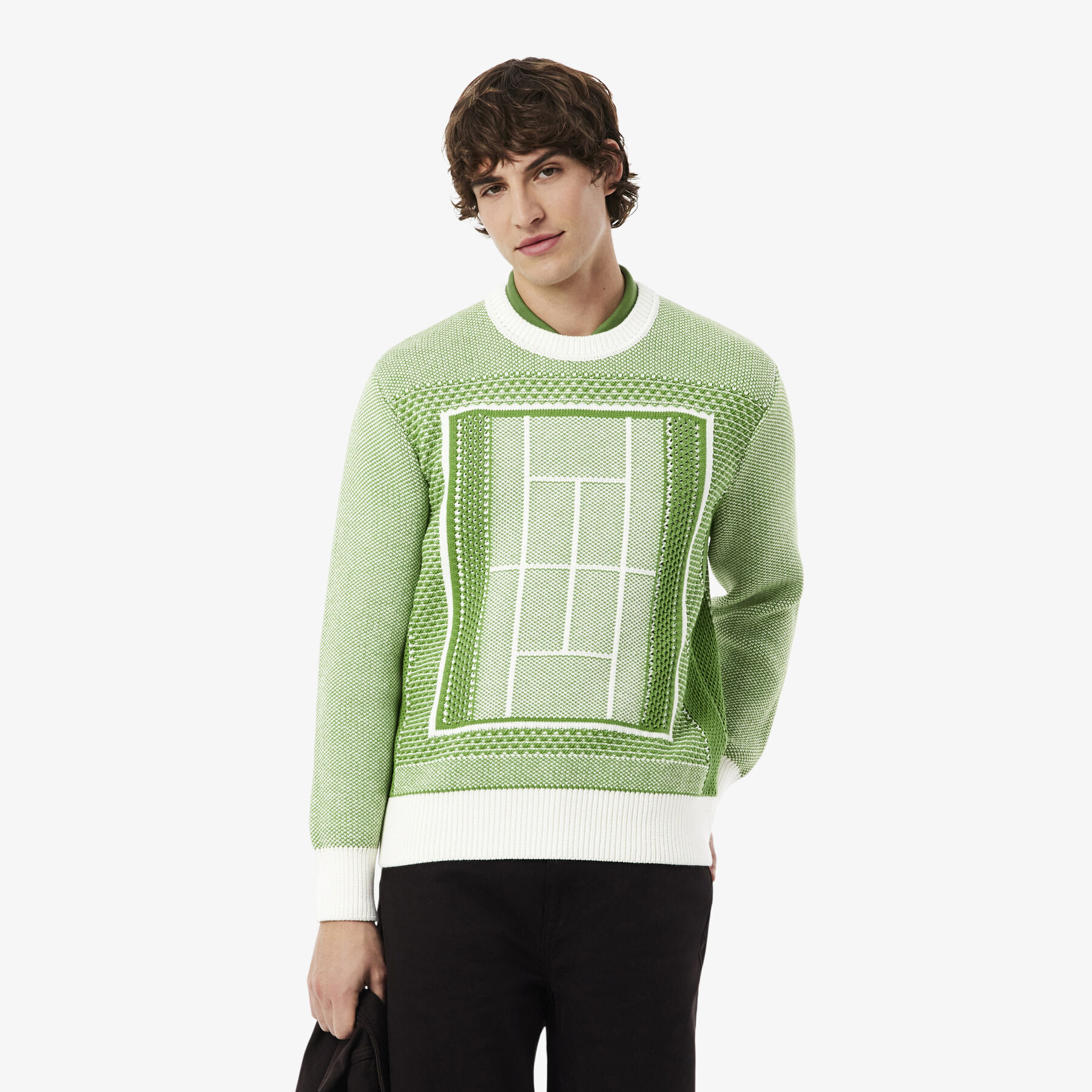 Tennis Court Graphic Jacquard Sweater lacoste tennis court graphic jacquard sweater