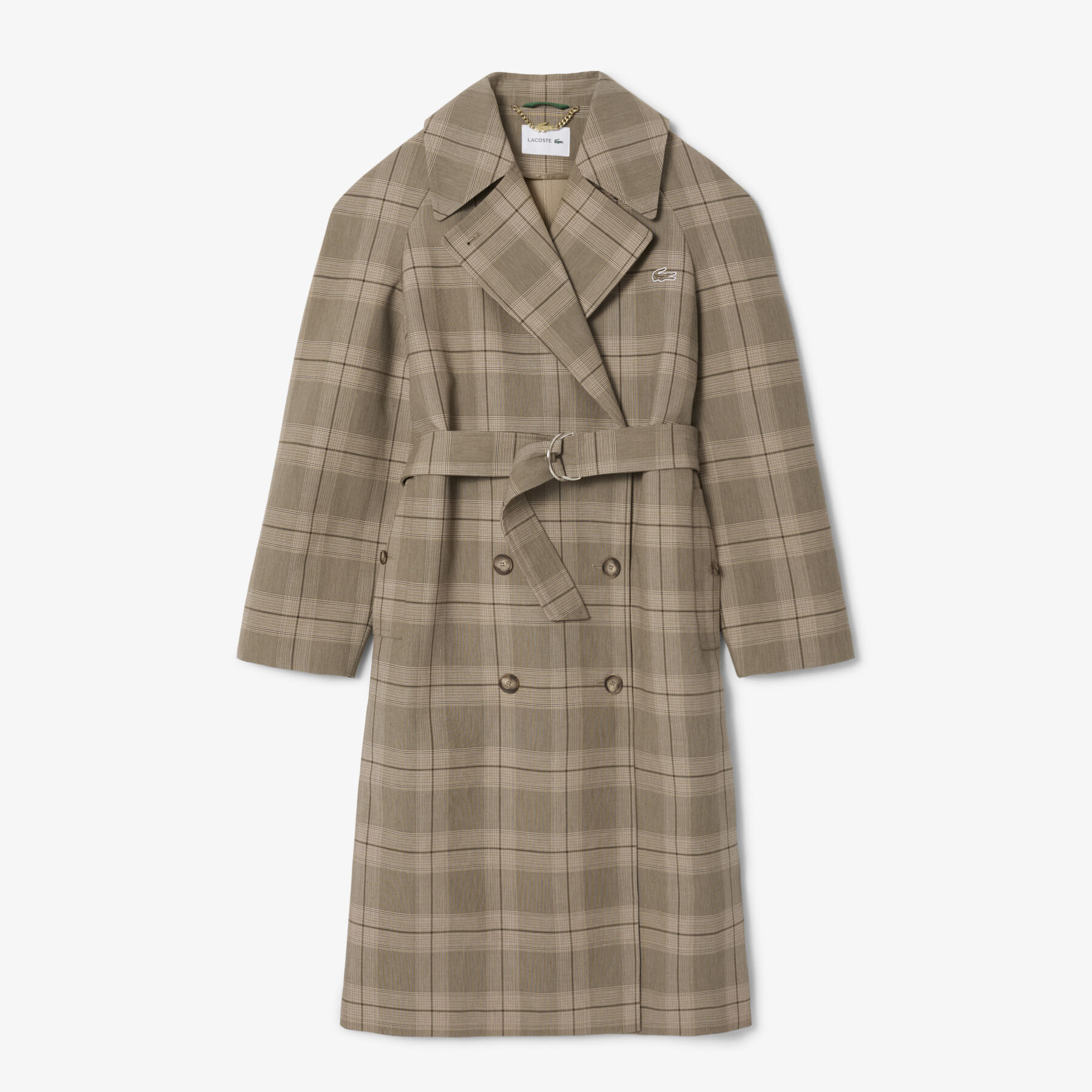 Water-Repellent Plaid Wrap Coat