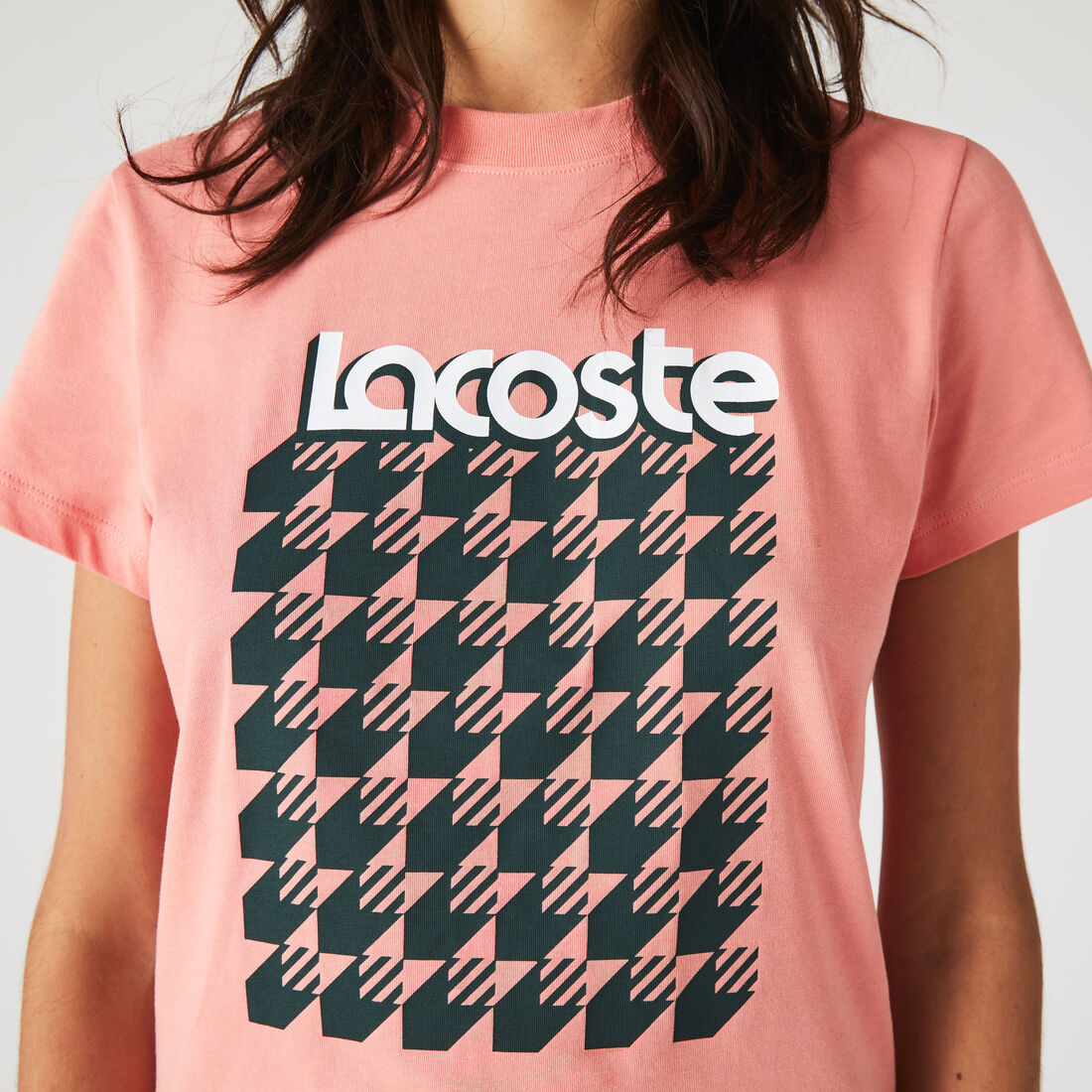 Women's Lacoste SPORT Breathable Houndstooth Patterned T-shirt Women's Lacoste SPORT Breathable Houndstooth Patterned T-shirt