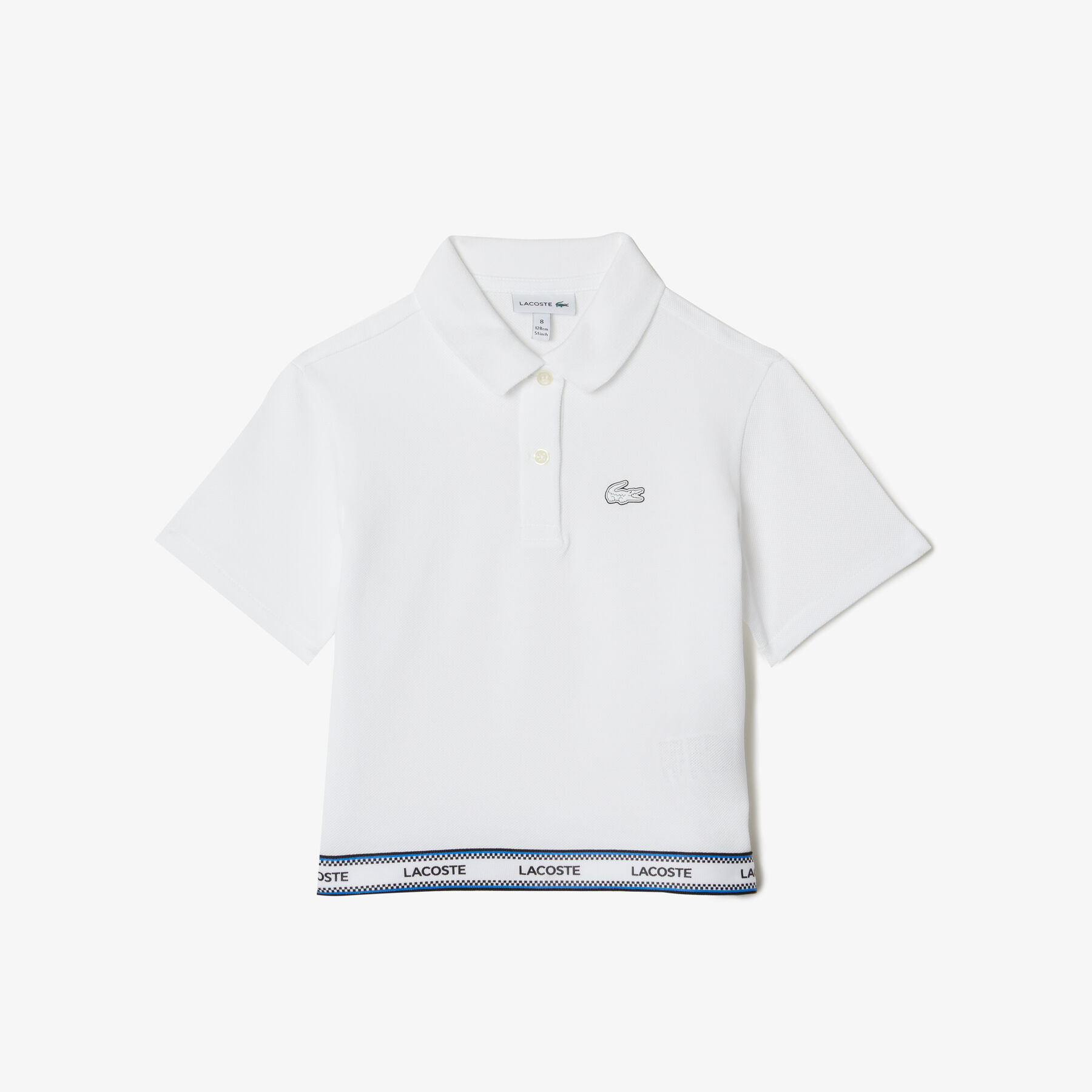 Girls' Lacoste Printed Band Cotton Piqué Cropped Polo Shirt girls lacoste printed band cotton piqu cropped polo shirt
