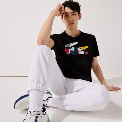 Men's Lacoste Sport Patchwork Crocodile Print Cotton T-shirt