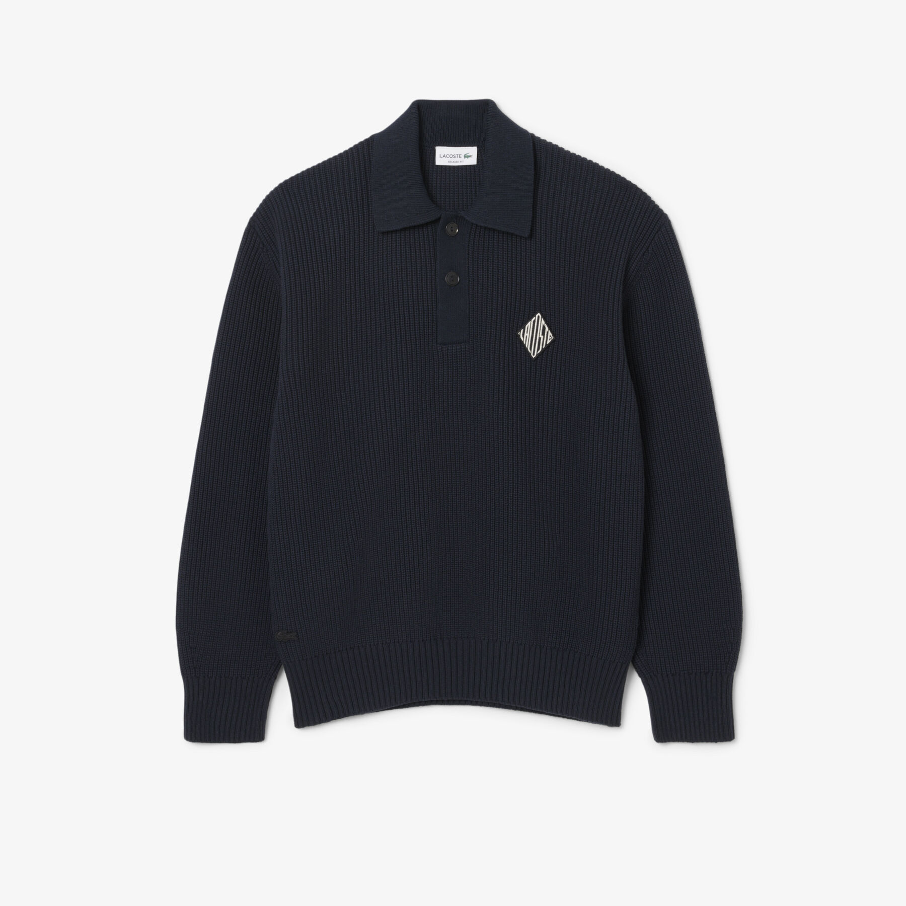 Badge Accent Pearl Rib Polo Collar Sweater lacoste badge accent pearl rib polo collar sweater