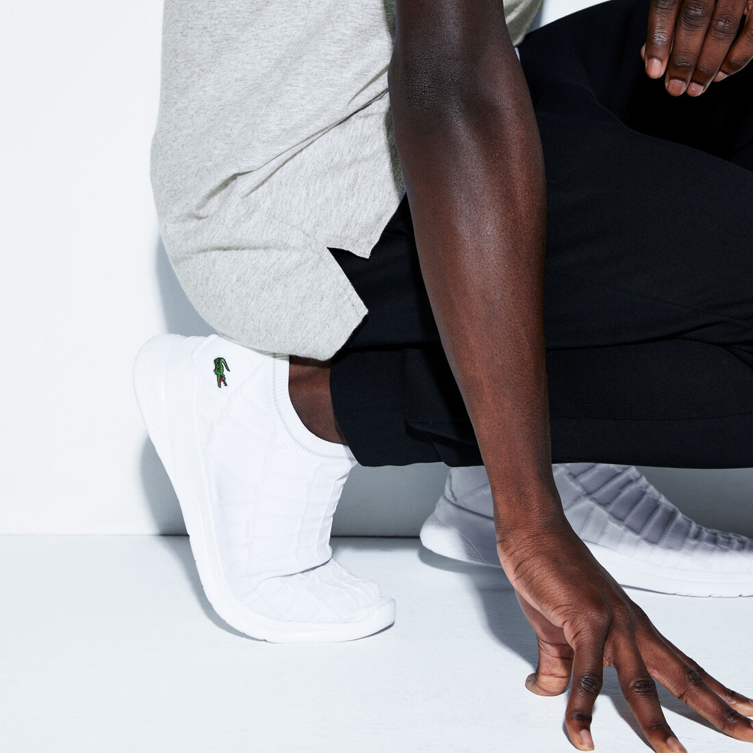 Men's Lacoste SPORT Zip Neck Holographic Croc Cotton Polo Shirt Men's Lacoste SPORT Zip Neck Holographic Croc Cotton Polo Shirt