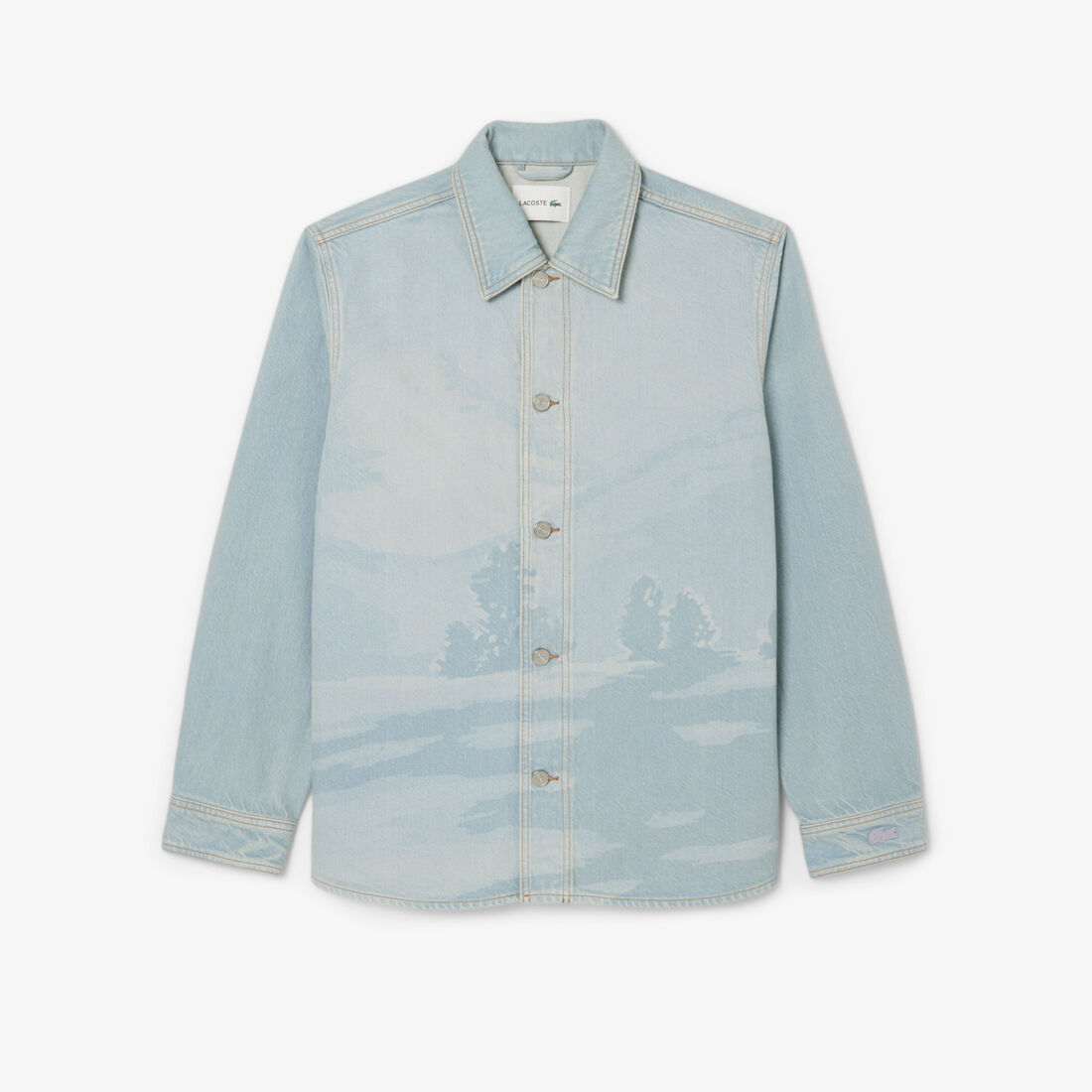 Landscape Motif Denim Overshirt