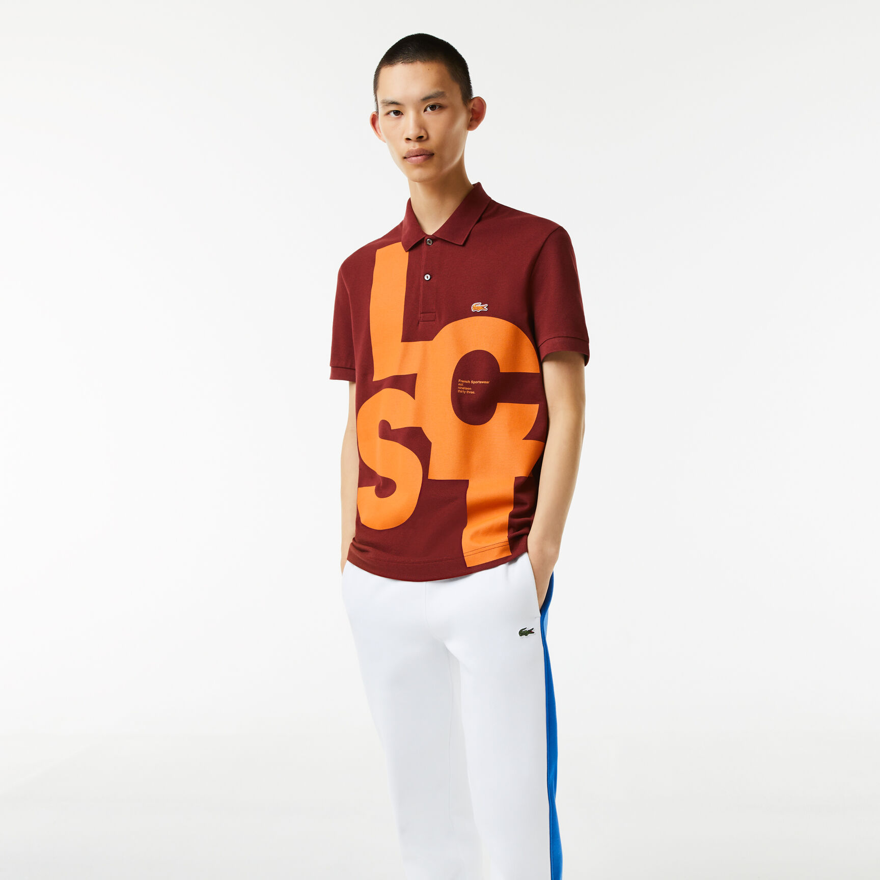 Men's Regular Fit Contrast Lettering Petit Piqu&eacute; Polo
