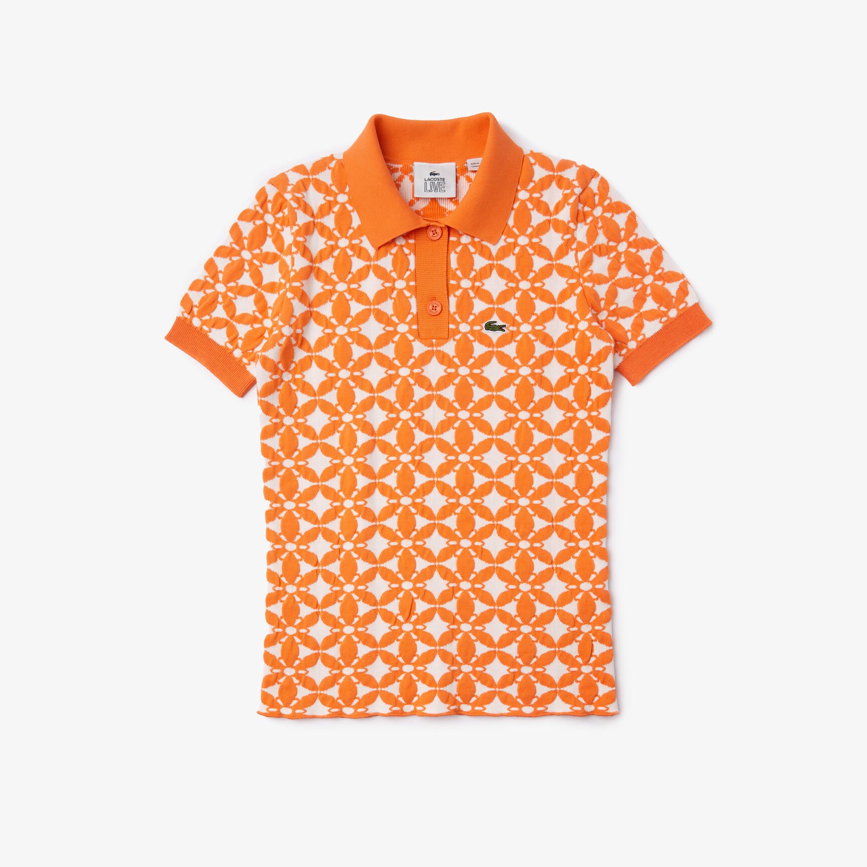 Women's Lacoste L!VE Slim Fit Vintage Design Jacquard Polo Shirt Women's Lacoste L!VE Slim Fit Vintage Design Jacquard Polo Shirt