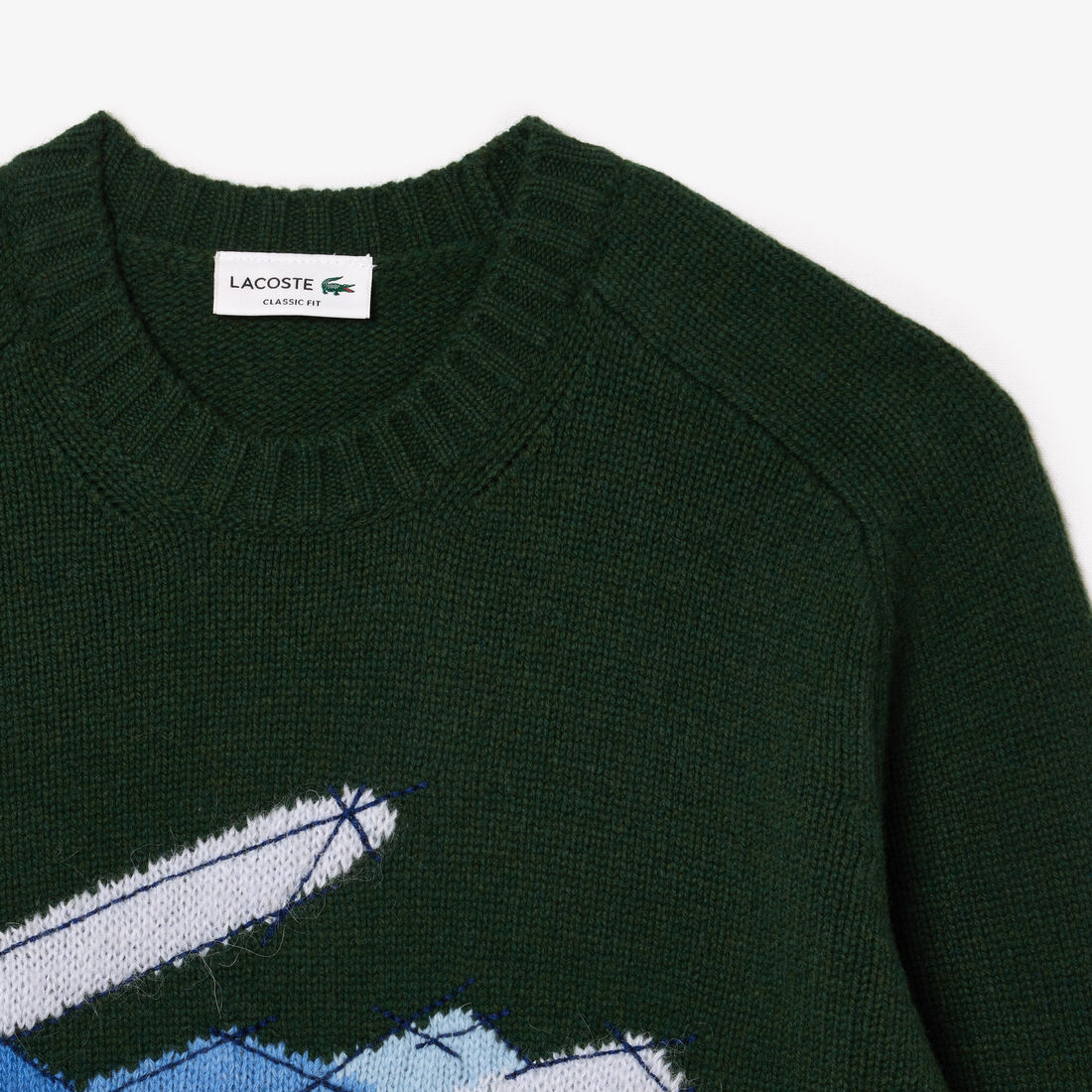 Crocodile Motif Wool Crew Neck Sweater Crocodile Motif Wool Crew Neck Sweater