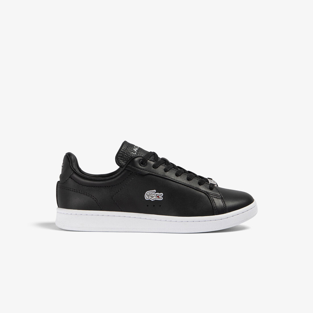 Lacoste black leather trainers hot sale