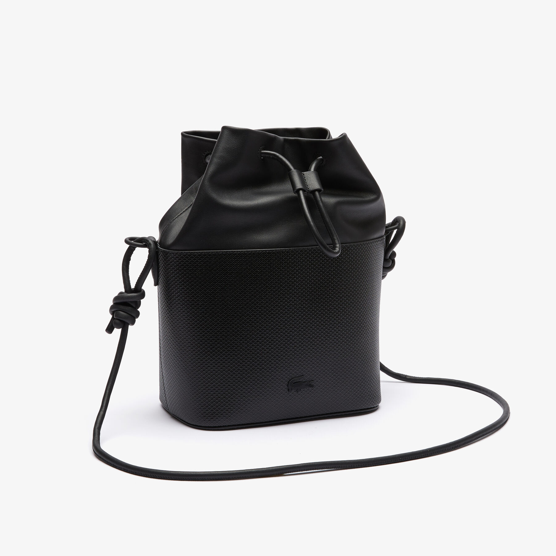 Women's Chantaco Matte Piqué Leather Drawstring Bucket Bag lacoste women s chantaco matte piqu leather drawstring bucket bag