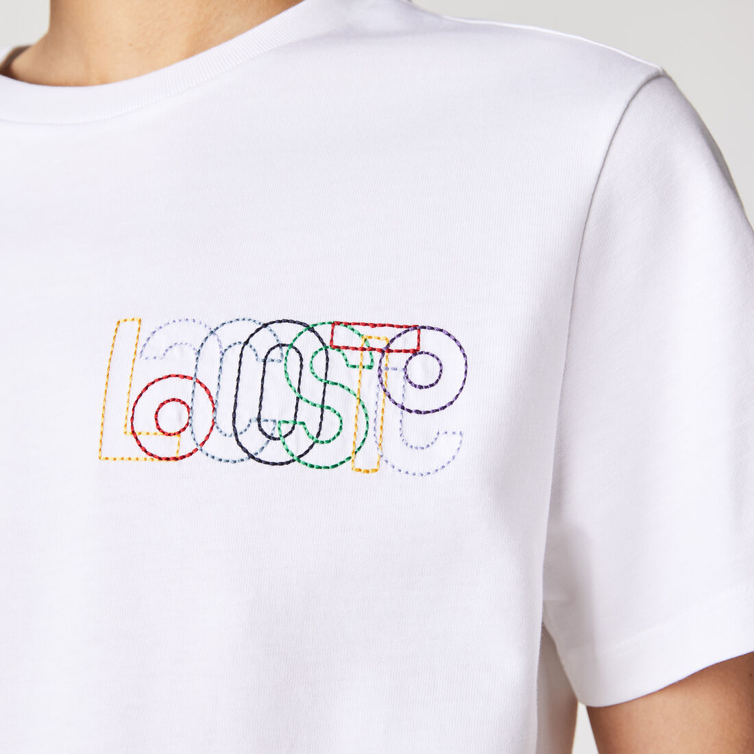 تيشيرت نسائي قطني متعدد الألوان مطرز برقبة دائرية تيشيرت نسائي قطني متعدد الألوان مطرز برقبة دائرية