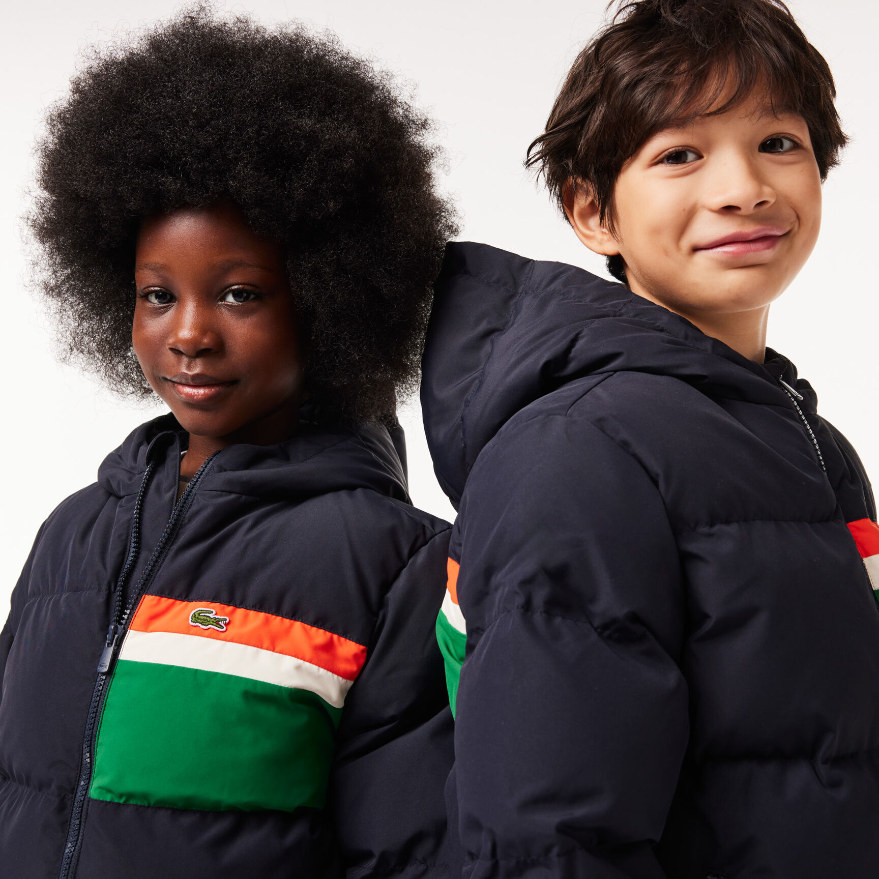 Contrast Stripe Hooded Puffer Jacket Contrast Stripe Hooded Puffer Jacket