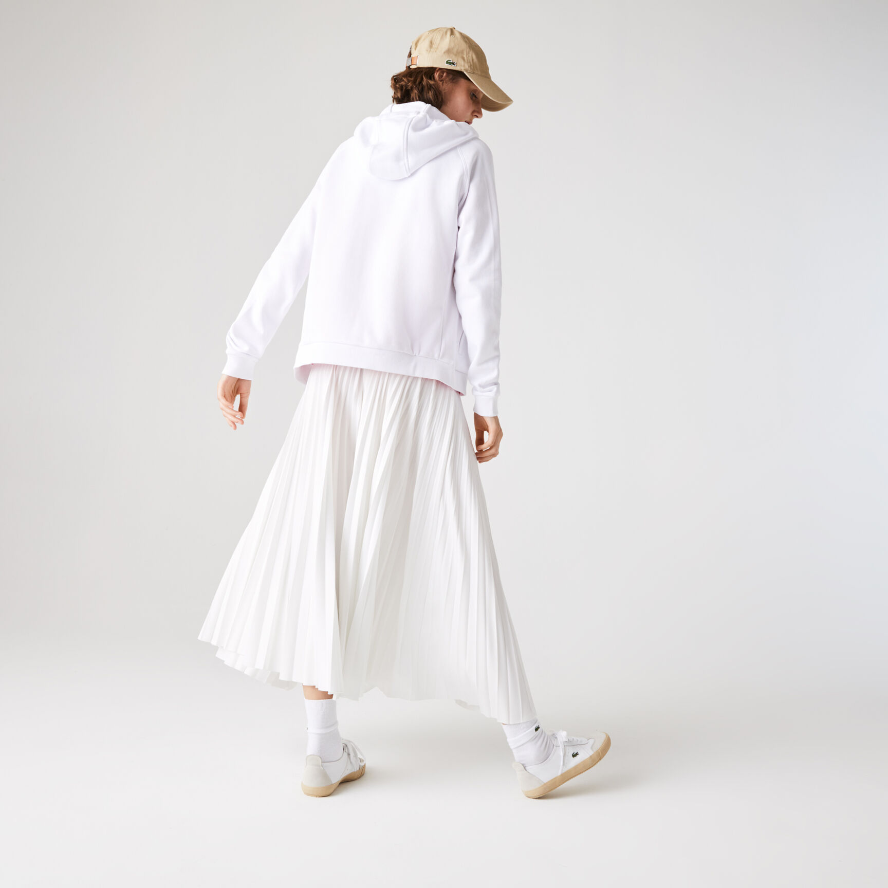 سويت شيرت للتنس من الصوف بسحاب وغطاء رأس مجموعة Lacoste SPORT للنساء