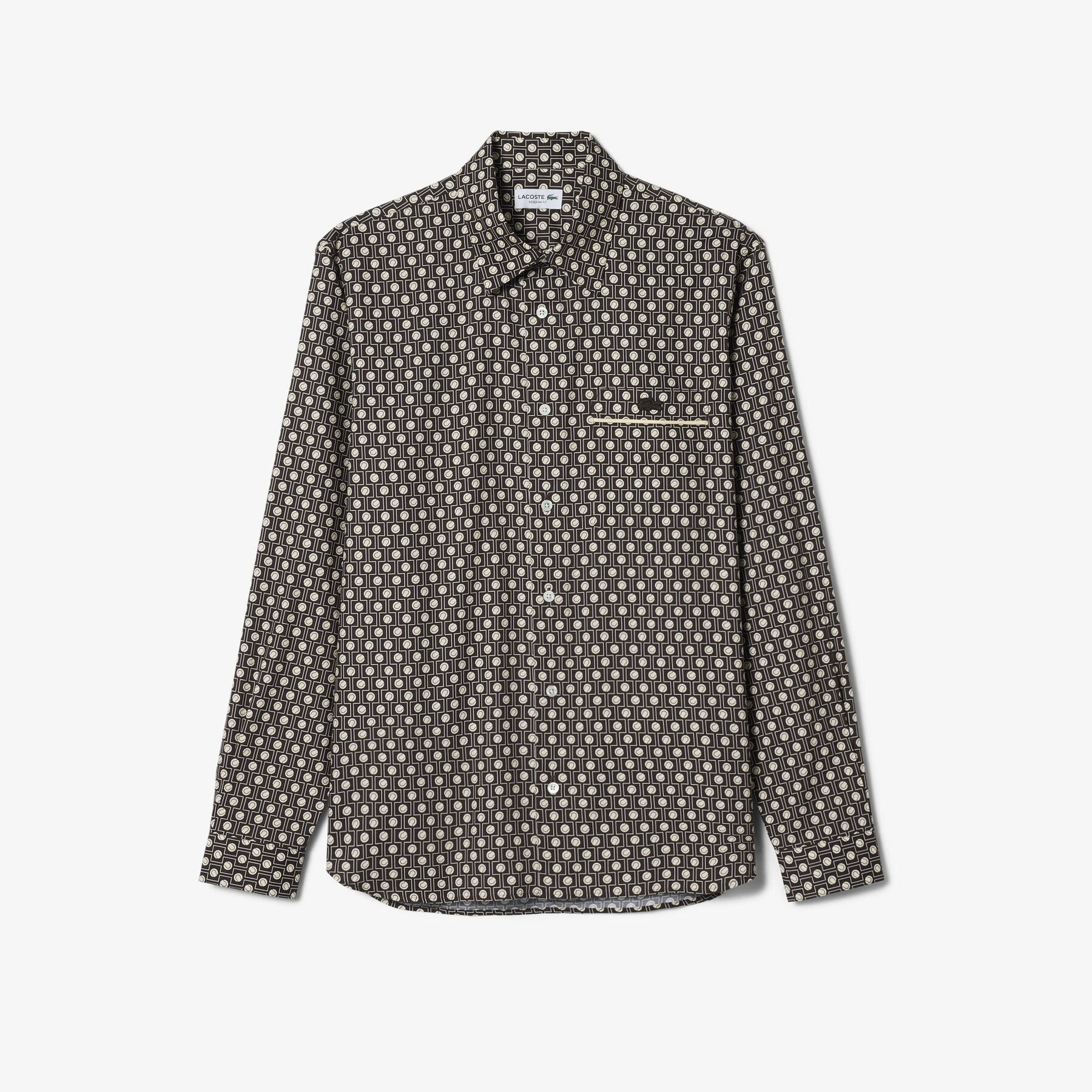 lacoste regular fit printed cotton shirt