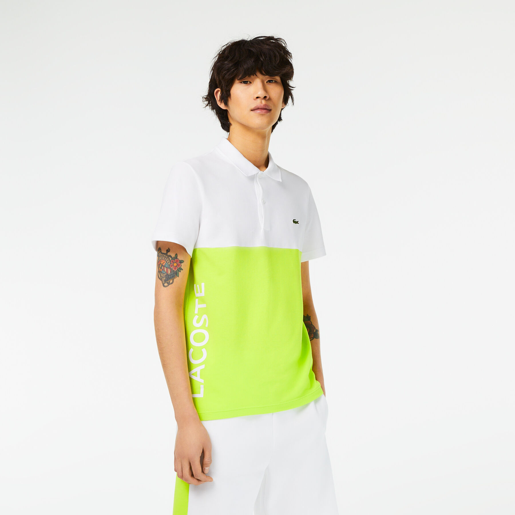 men s lacoste cotton pique colourblock polo shirt