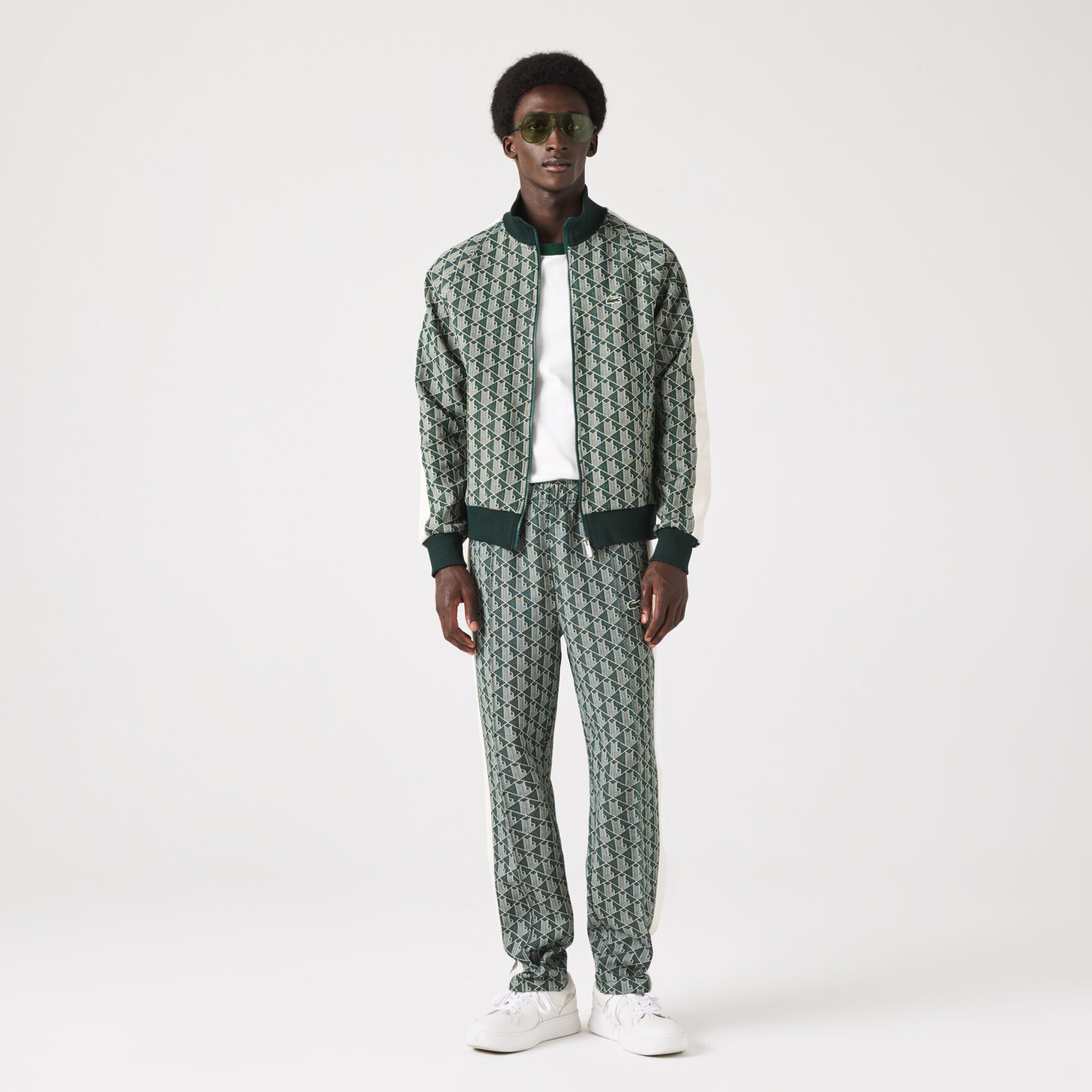 Men's Regular Fit Monogram Print Zip Sweatshirt