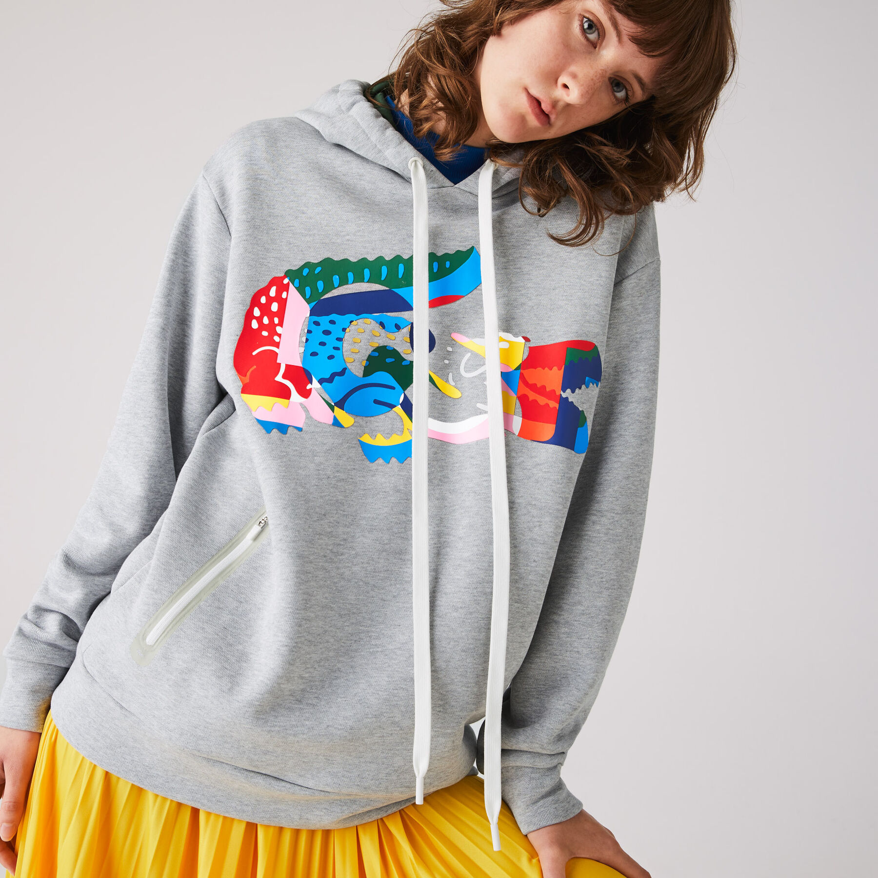 Women's Oversized Crocodile Print Hooded Fleece Sweatshirt lacoste women s oversized crocodile print hooded fleece sweatshirt
