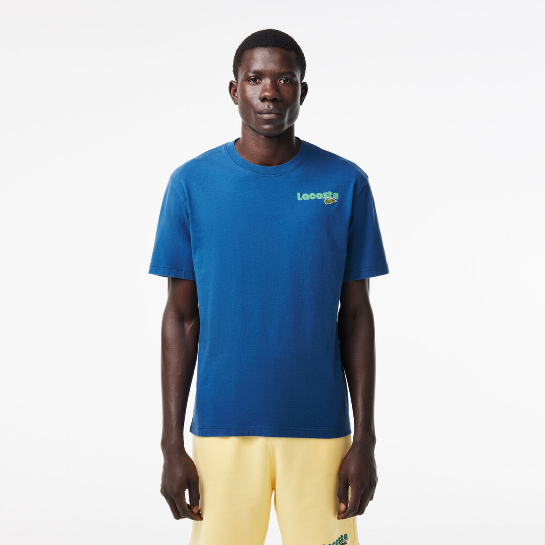 Washed Effect Ombré Lacoste Print T-shirt