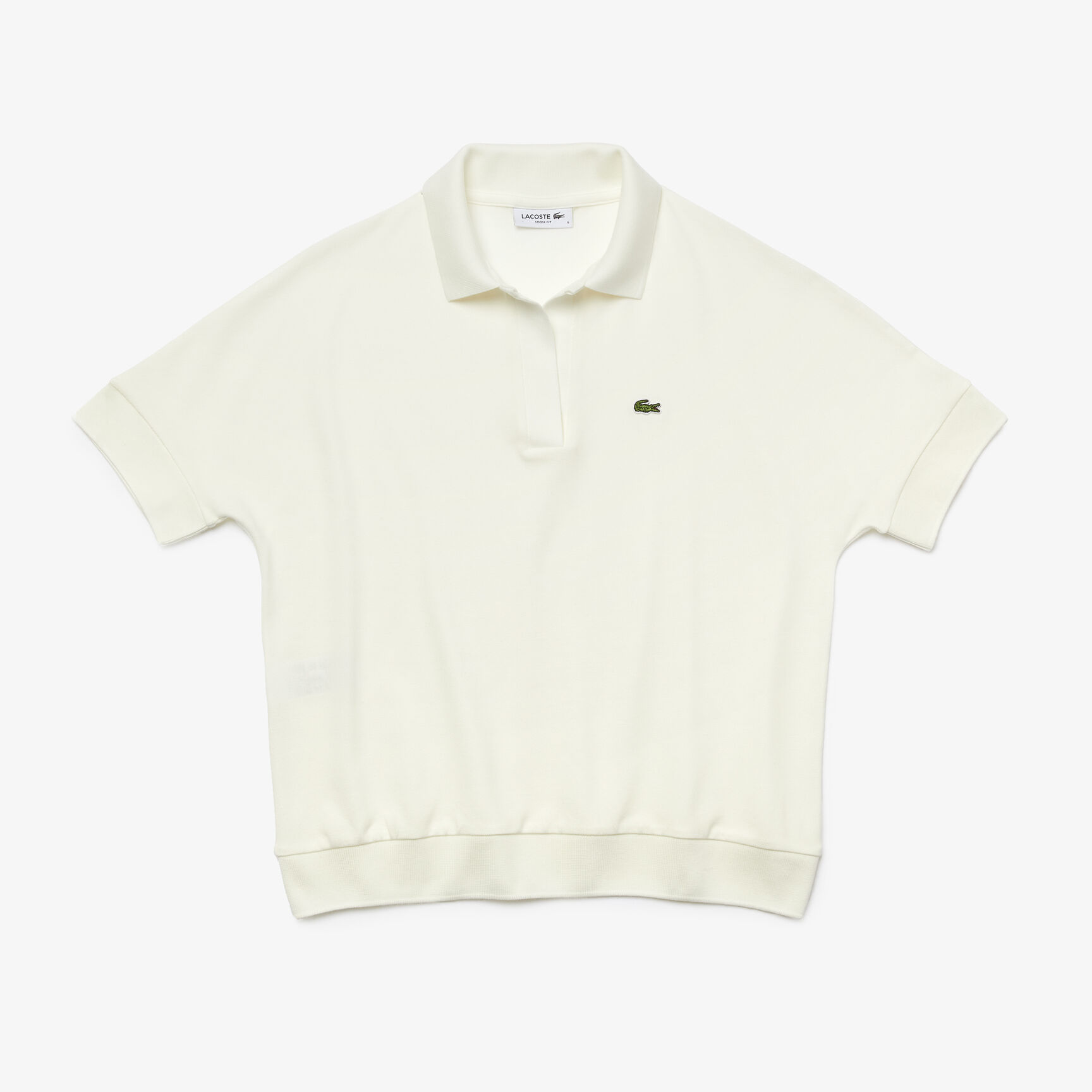 Open Neck Fluid Pique Polo Shirt