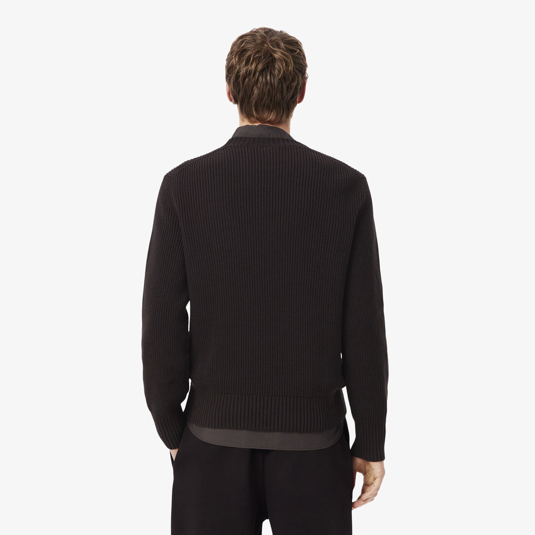 Pearl Rib Knit Badge Accent Sweater Pearl Rib Knit Badge Accent Sweater