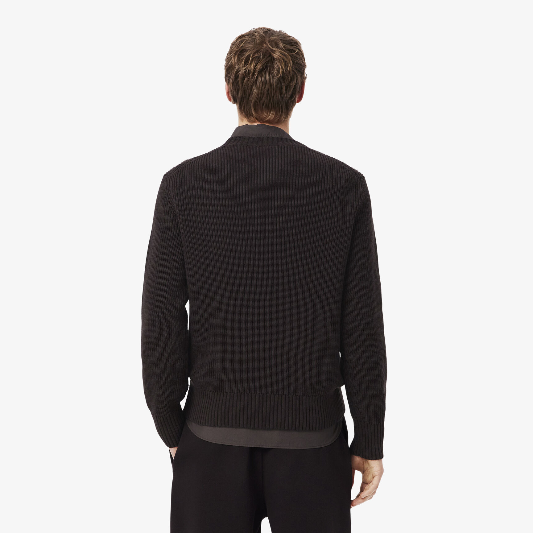 Pearl Rib Knit Badge Accent Sweater Pearl Rib Knit Badge Accent Sweater