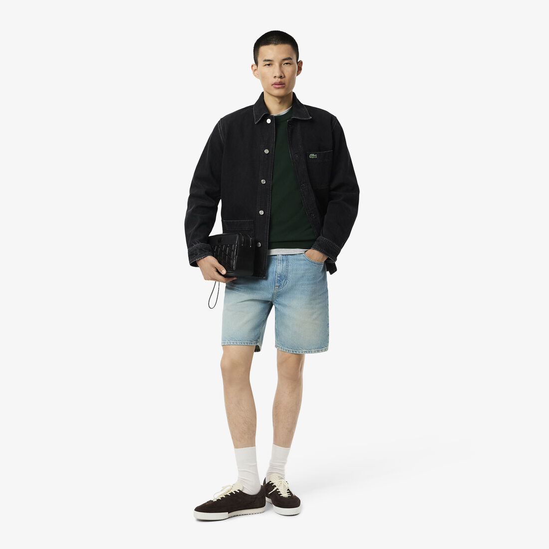 سترة قطنية أحادية اللون بياقة دائرية سترة قطنية أحادية اللون بياقة دائرية