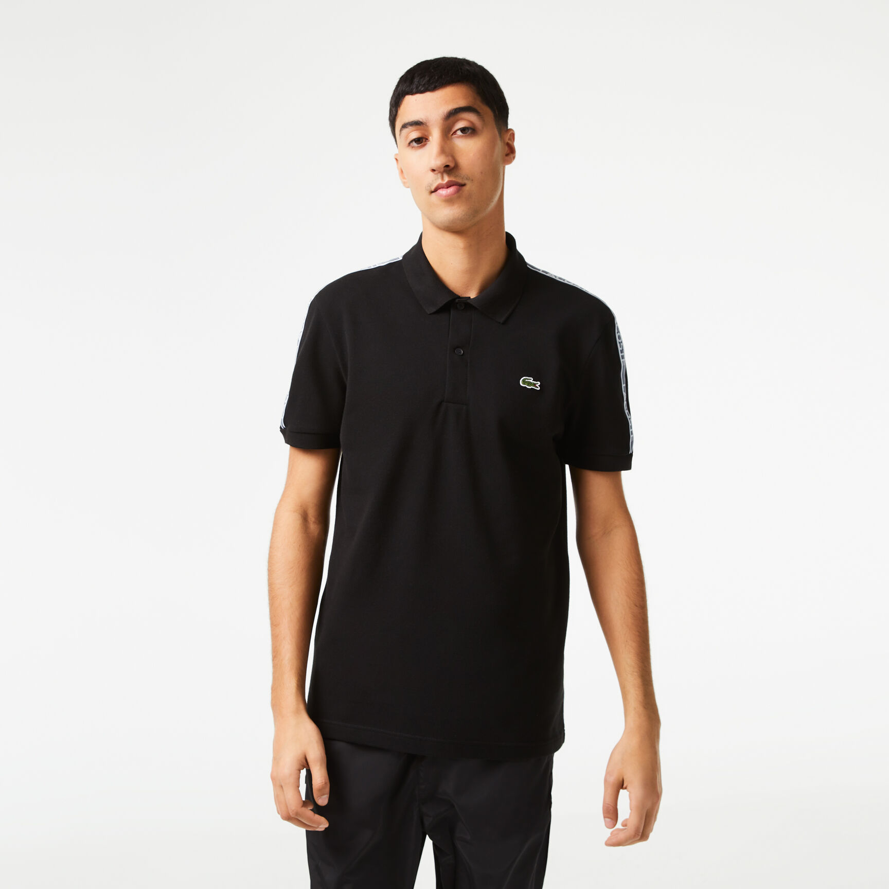 Regular Fit Logo Stripe Stretch Cotton Polo Shirt