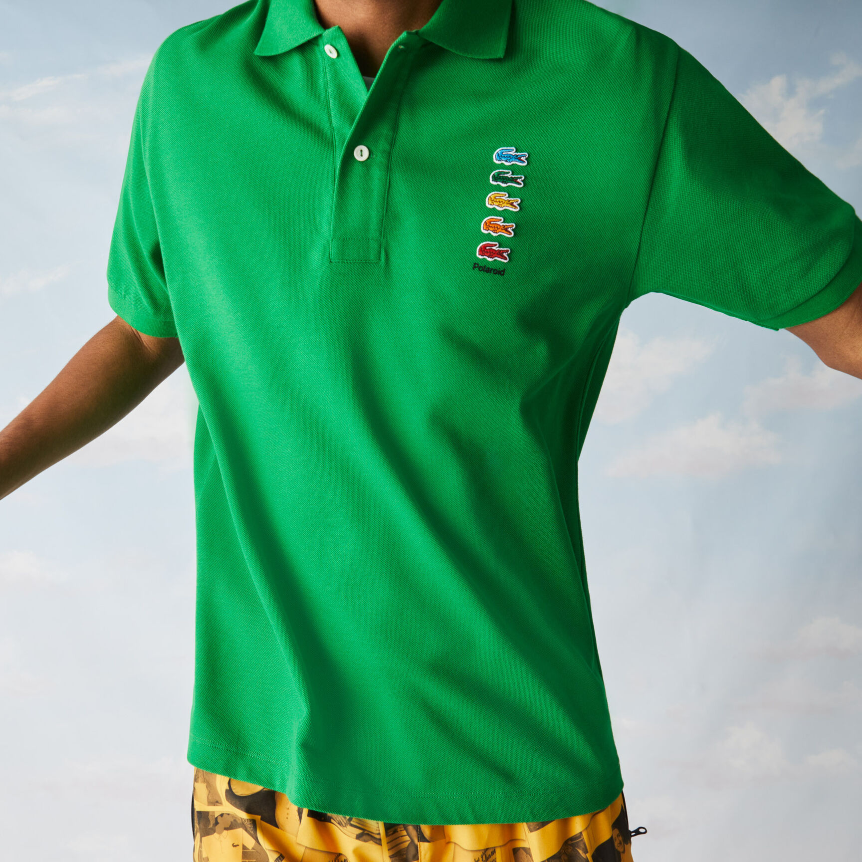 بولو بنقشة تماسيح ملونة للرجال قصة كلاسيكية من مجموعة Polaroid بولو بنقشة تماسيح ملونة للرجال قصة كلاسيكية من مجموعة Polaroid