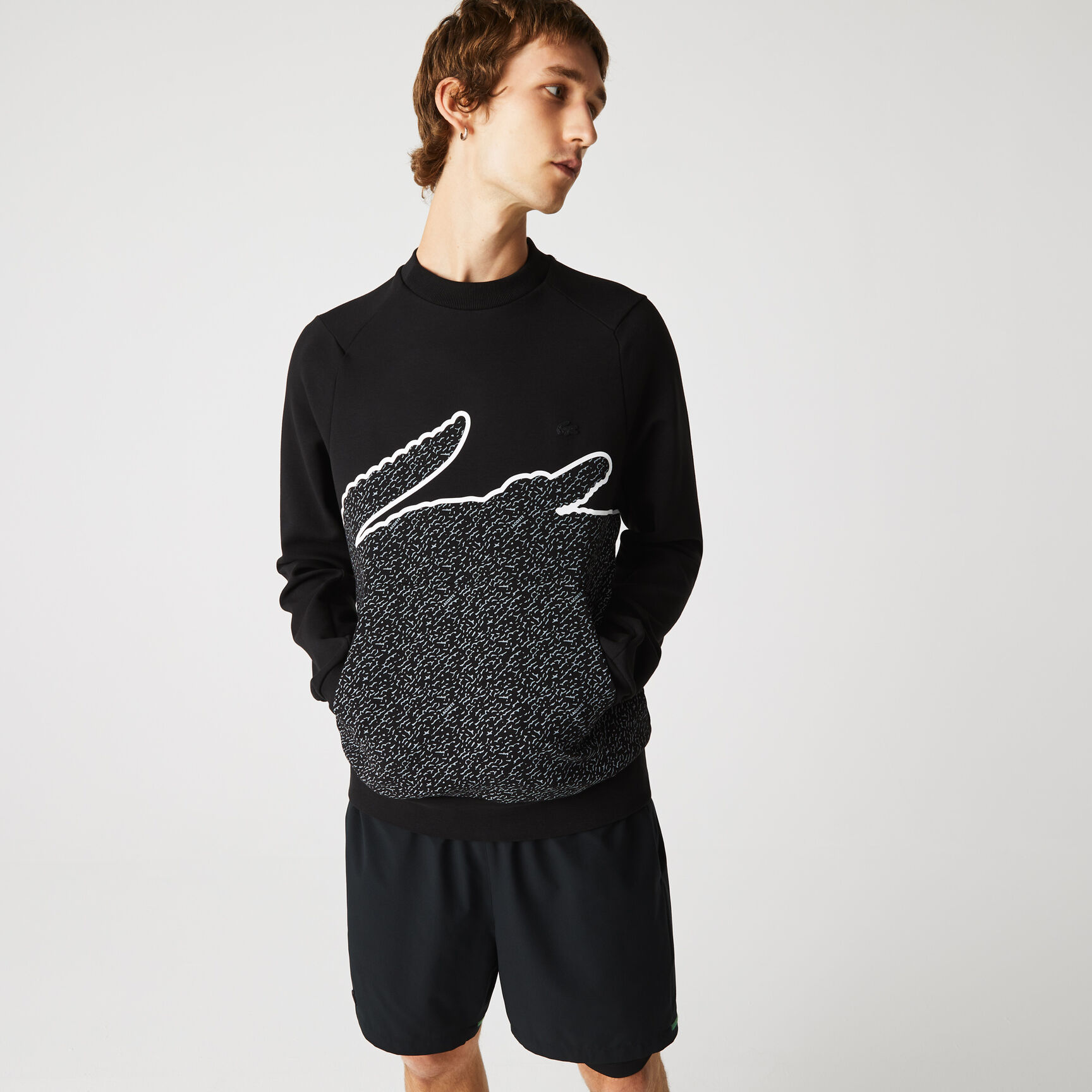 Men&rsquo;s Crew Neck Oversized Crocodile Cotton Blend Sweatshirt