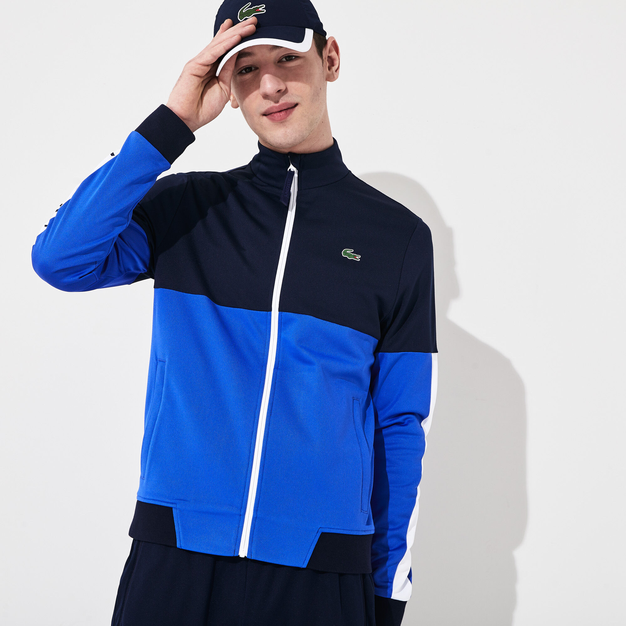 Buy Men s Lacoste SPORT Colourblock Resistant Pique Zip Sweatshirt Lacoste EG